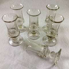 Late 19th C French Hand Blown Absinthe Glasses, Set/6