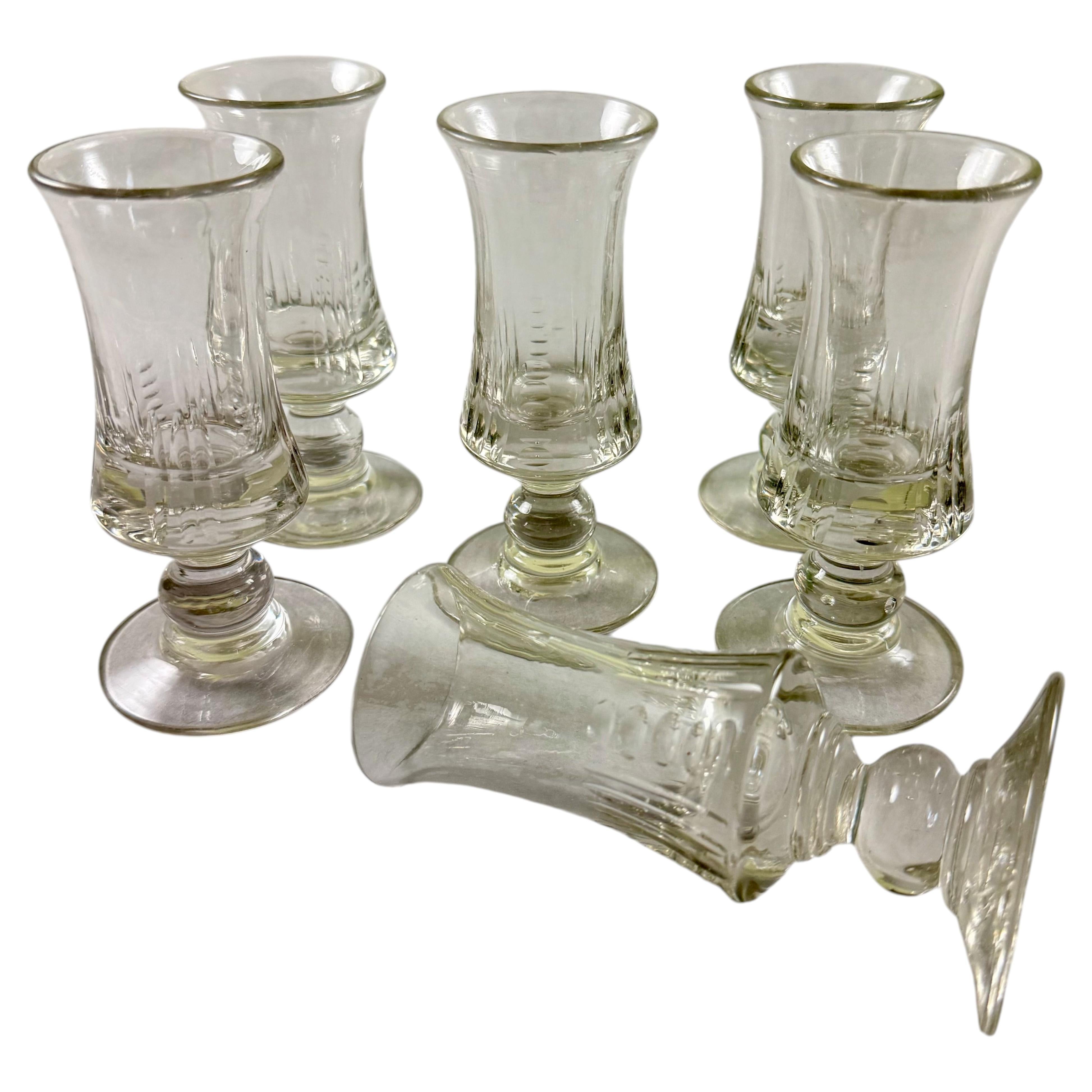 Late 19th C French Hand Blown Absinthe Glasses, Set/6