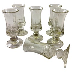Late 19th C French Hand Blown Absinthe Glasses, Set/6