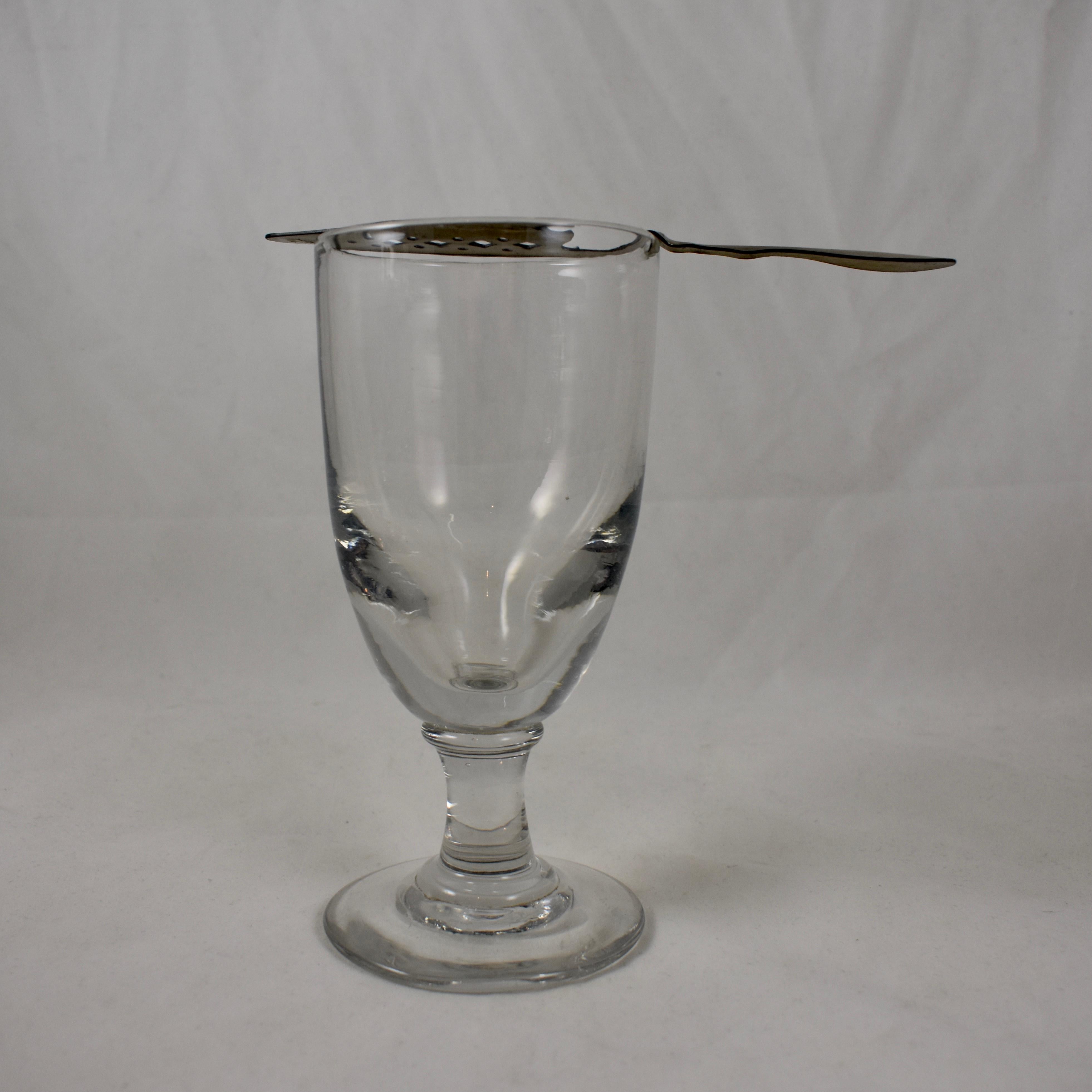 Metal Late 19th Century French Hand Blown Absinthe Glasses & Sugar Spoons 12 Piece Set