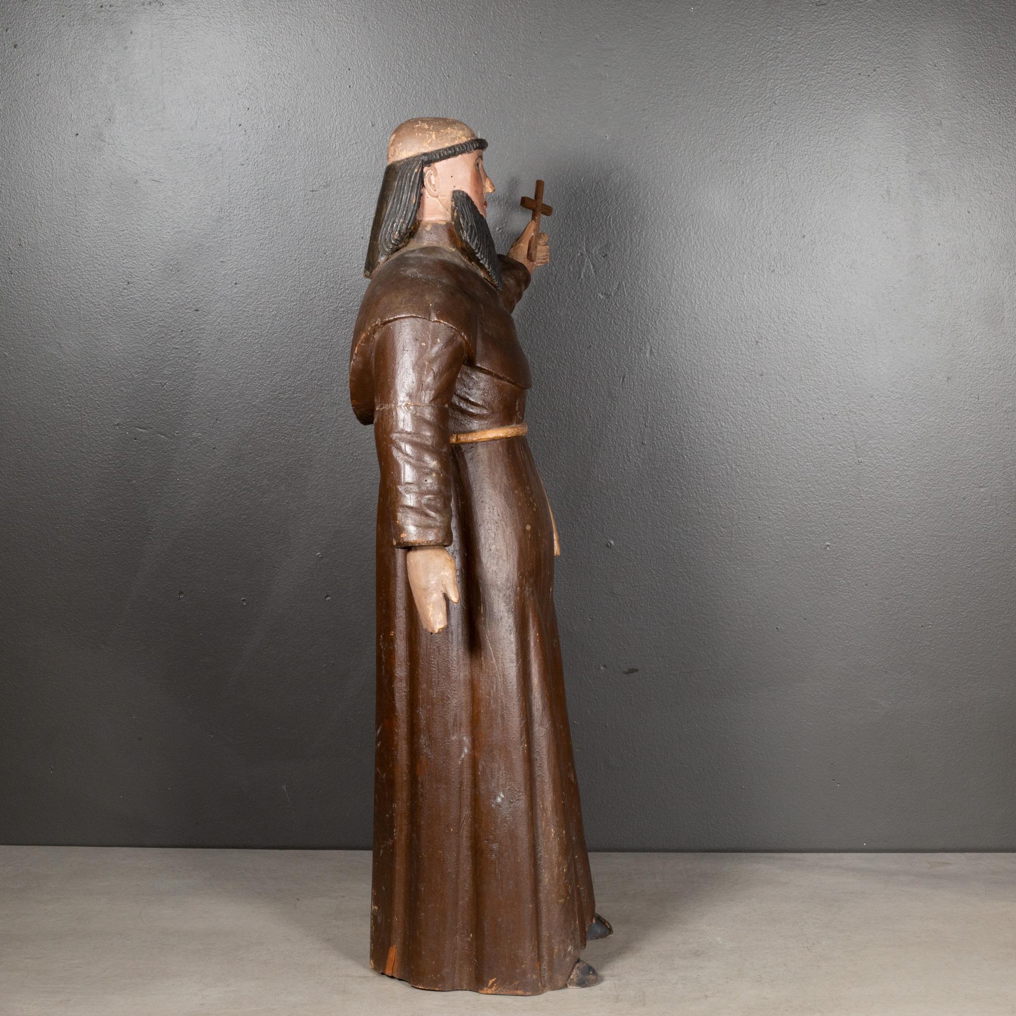 Ende 19. Jh. Französischer handgeschnitzter Monk aus Holz, um 1900 (19. Jahrhundert) im Angebot
