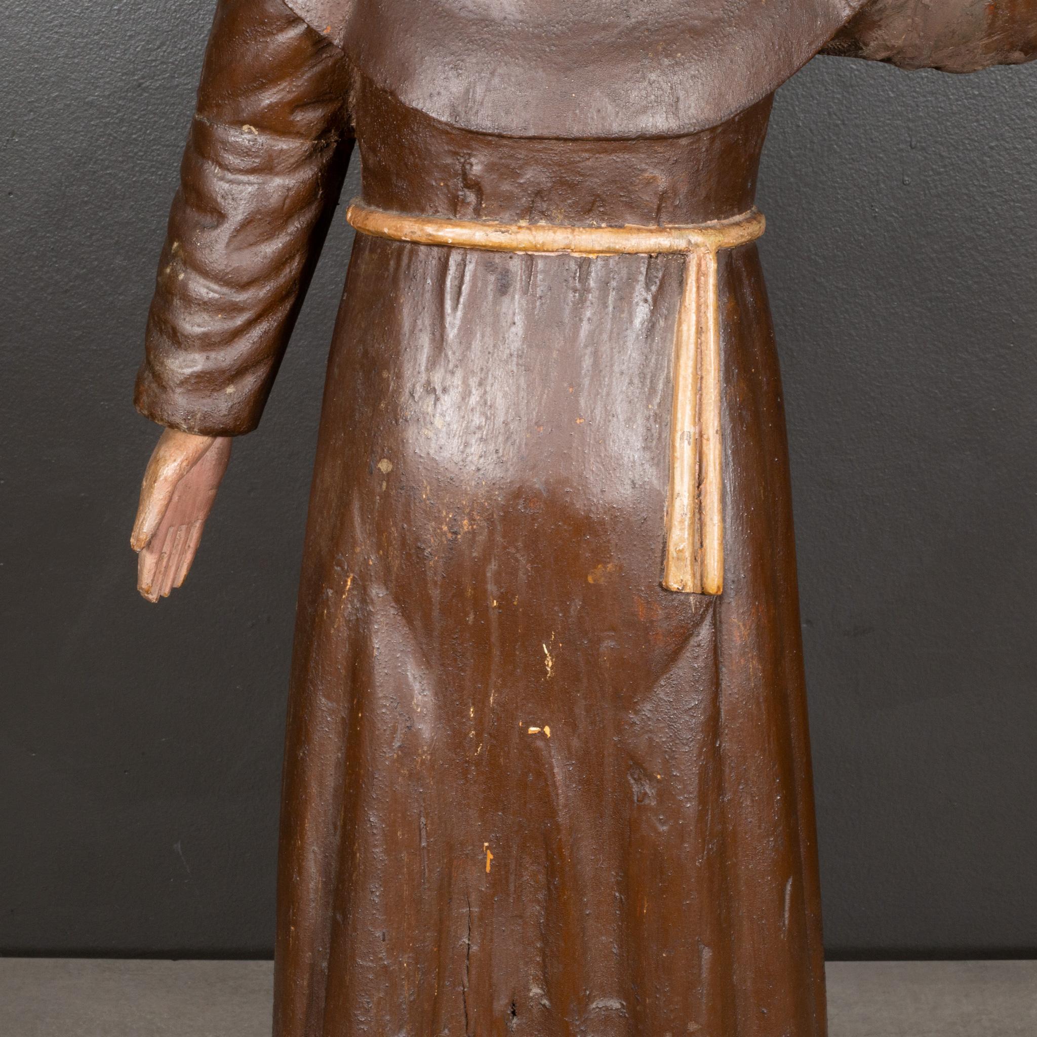 Late 19th c. French Hand Carved Wooden Monk c.1900 For Sale 1