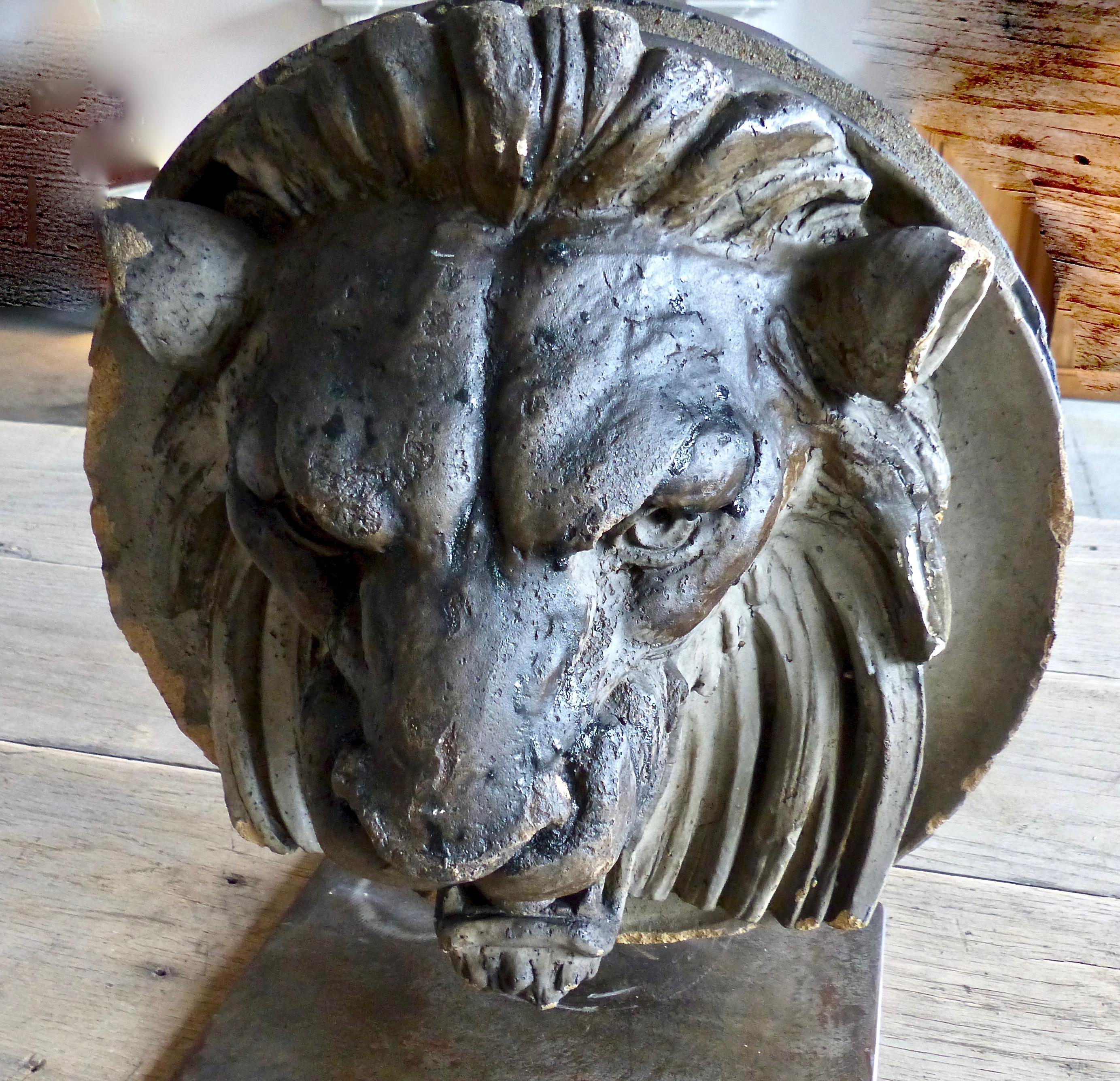 Late 19th Century French Limestone Lion’s Head Architectural Salvage 1