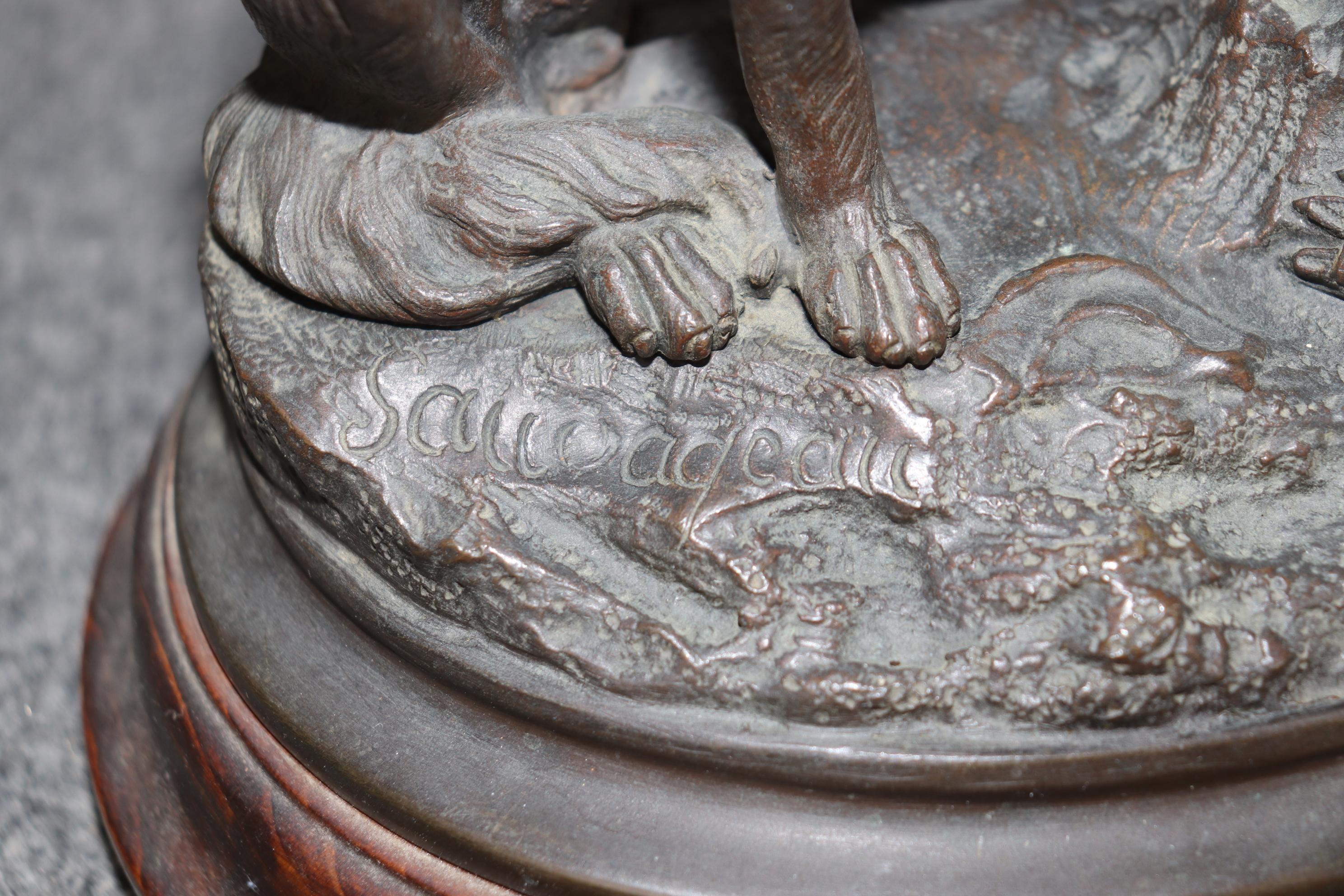 Lámpara de bronce estilo Luis XV de finales del siglo XIX firmado por Louis Sauvageau en venta 4