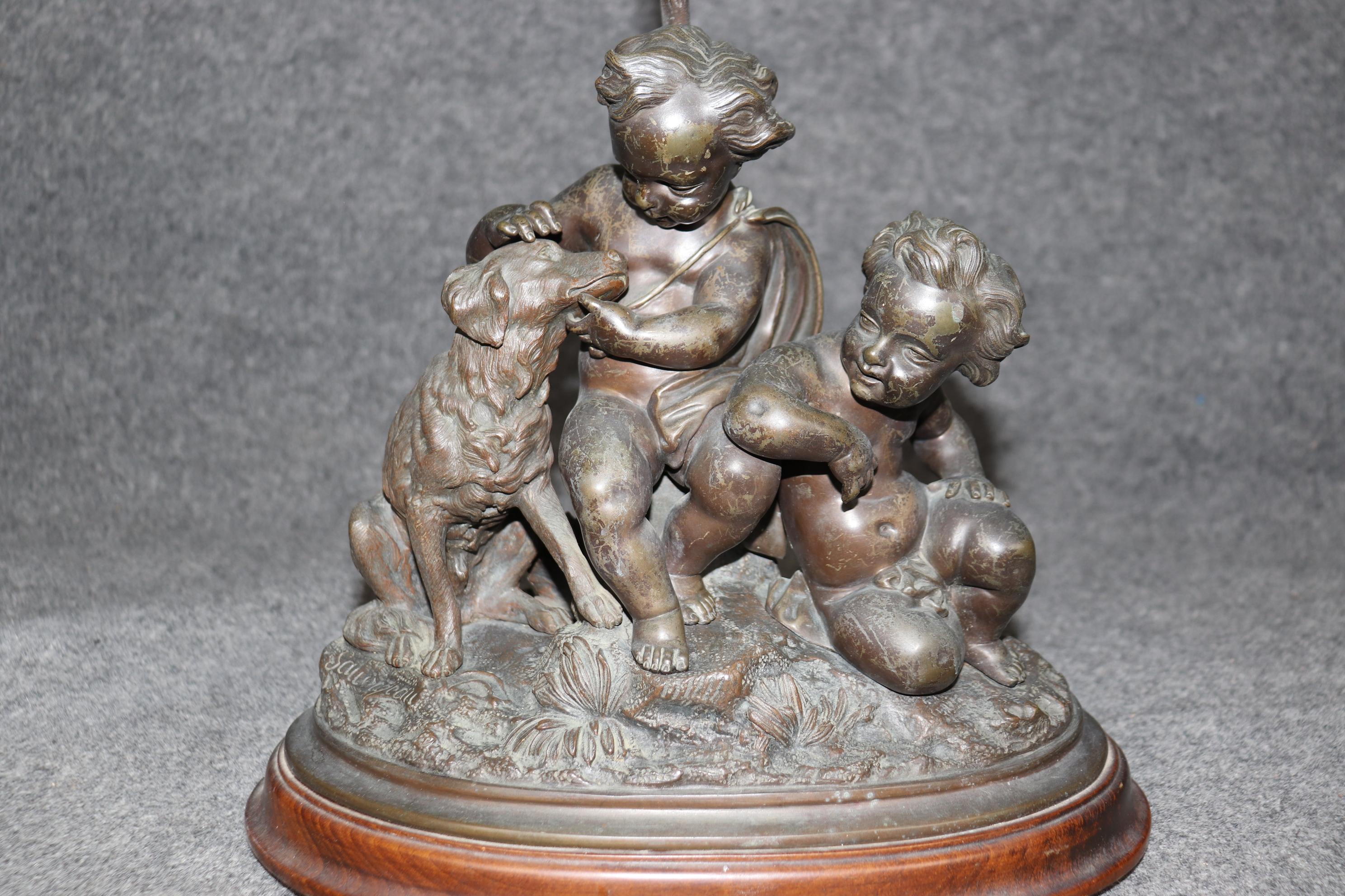 Lámpara de bronce estilo Luis XV de finales del siglo XIX firmado por Louis Sauvageau Bronce en venta