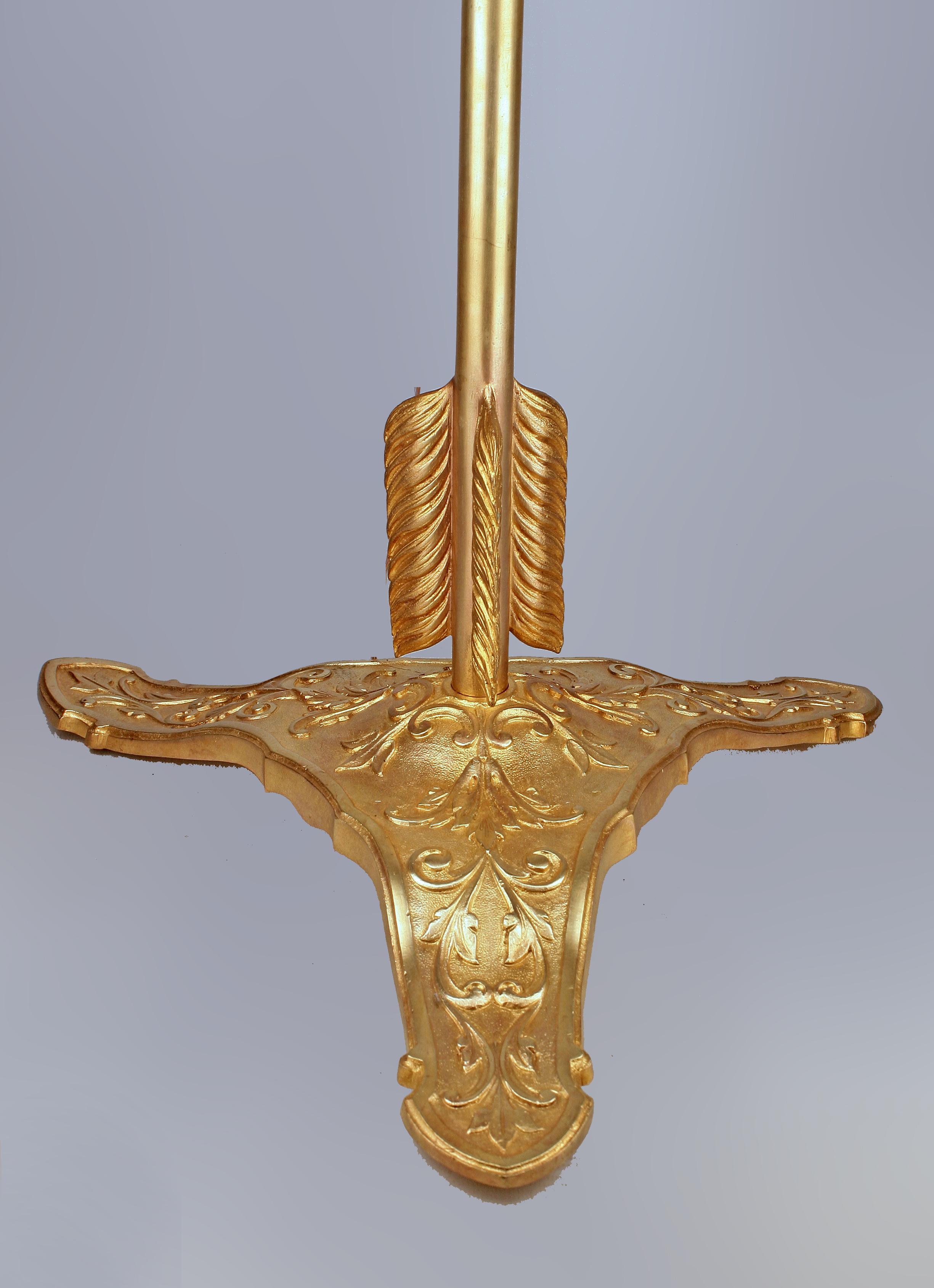 19th Century Late 19th C. French Ormolu/Gilt Bronze Arrow-Shaped Floor Lamp by Maison Jansen For Sale