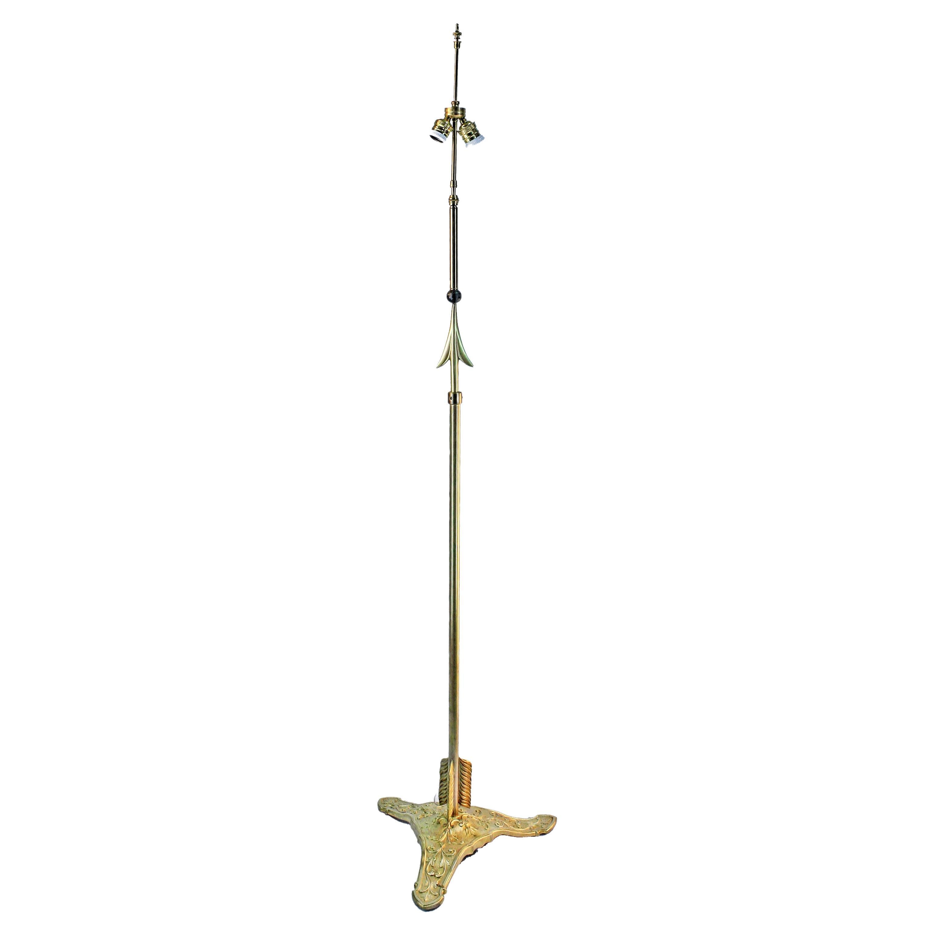 Late 19th C. French Ormolu/Gilt Bronze Arrow-Shaped Floor Lamp by Maison Jansen For Sale