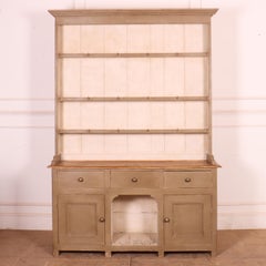 Late 19th C French painted narrow pine food cupboard. 1890