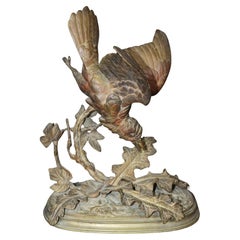 Late 19th C. French Patinated Bronze of a Bird by Ferdinand Pautrot 1869