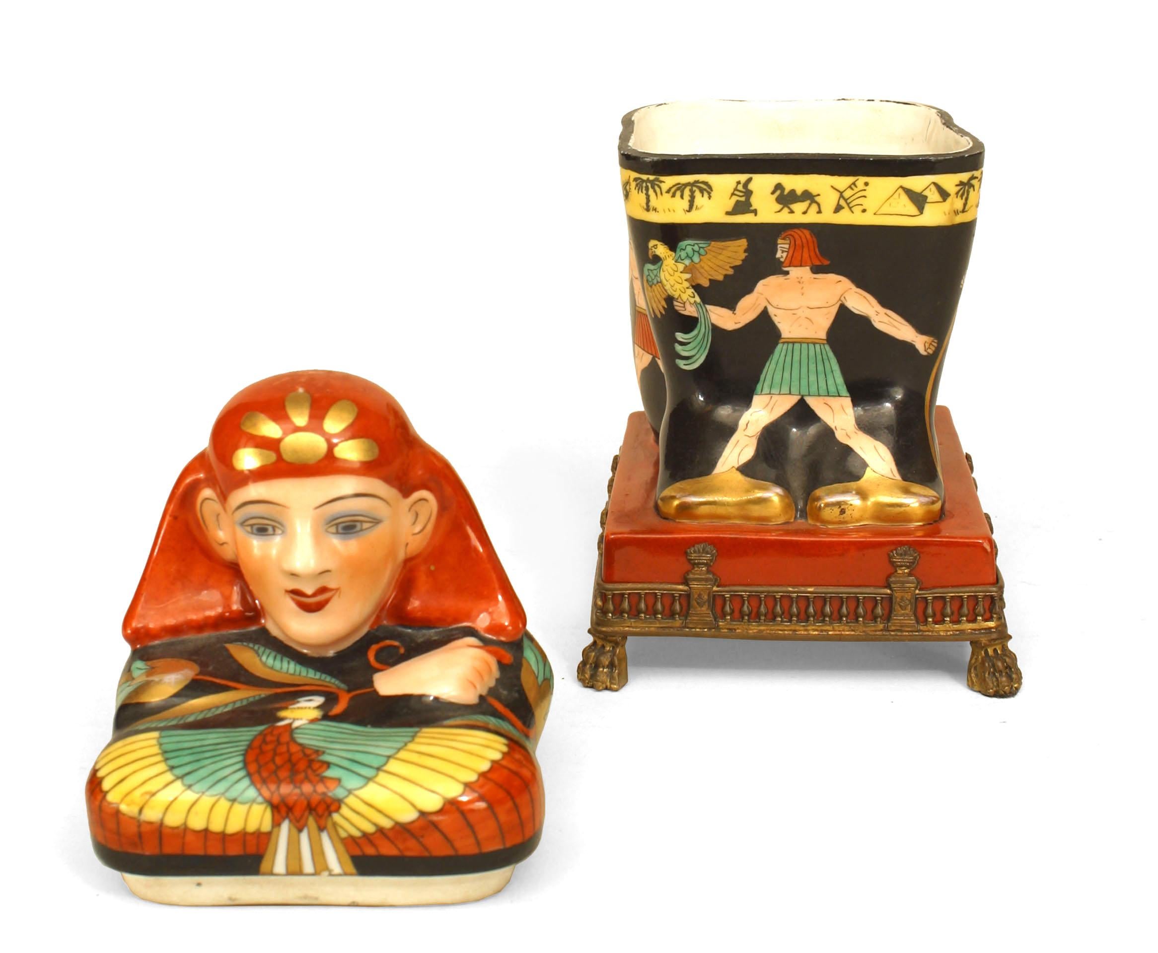 19th Century French Porcelain Sarcophagus-Shaped Box