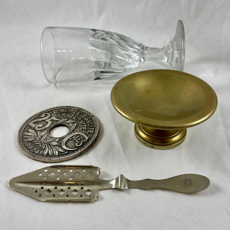 Late 19th C French Six Hand Blown Absinthe Glasses and Accessories, 19 Pc. Set For Sale 4