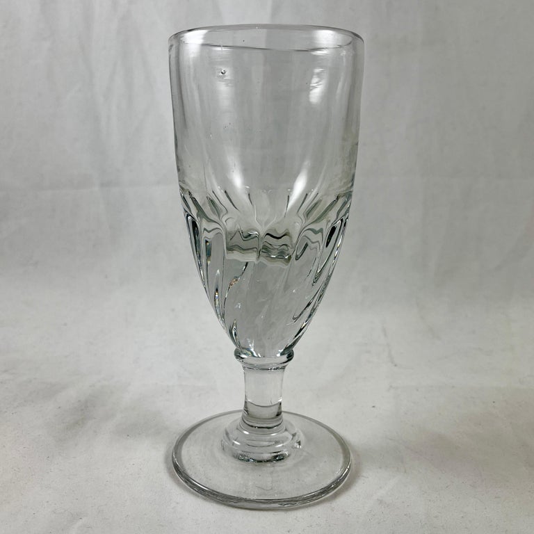 Late 19th C French Six Hand Blown Absinthe Glasses and Accessories, 19 Pc. Set For Sale 1