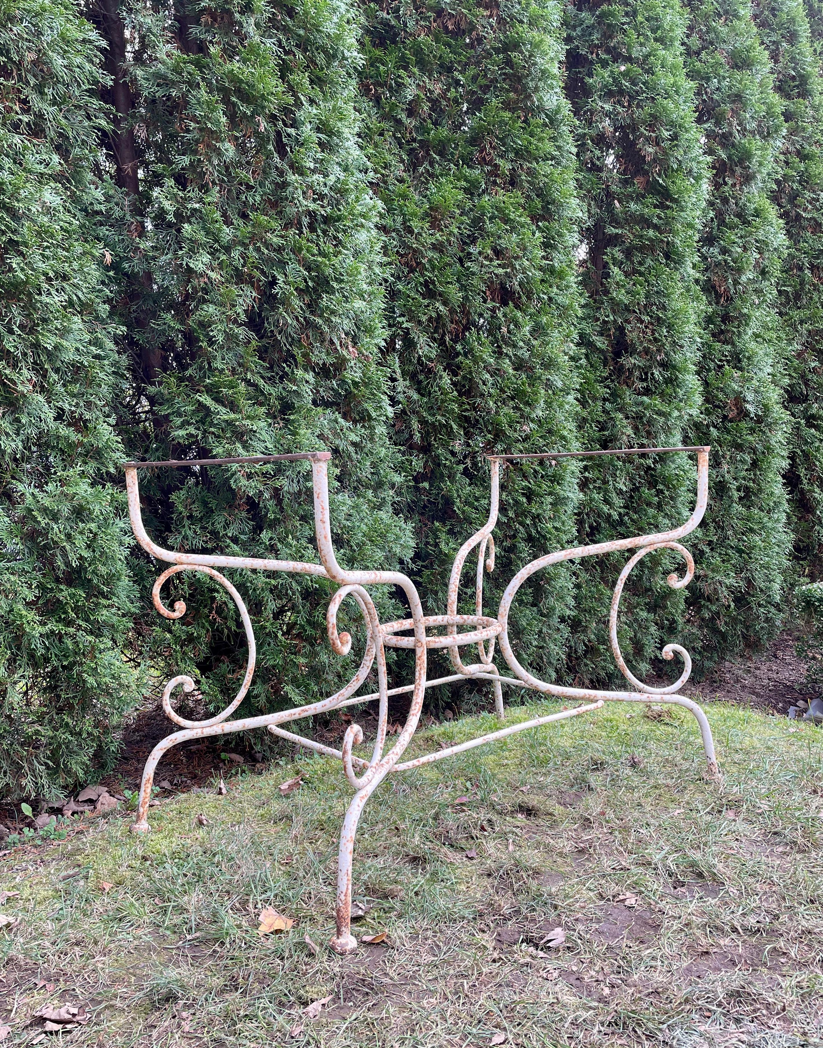 Art Nouveau Late 19th C French Wrought Iron Dining Table Base For Sale