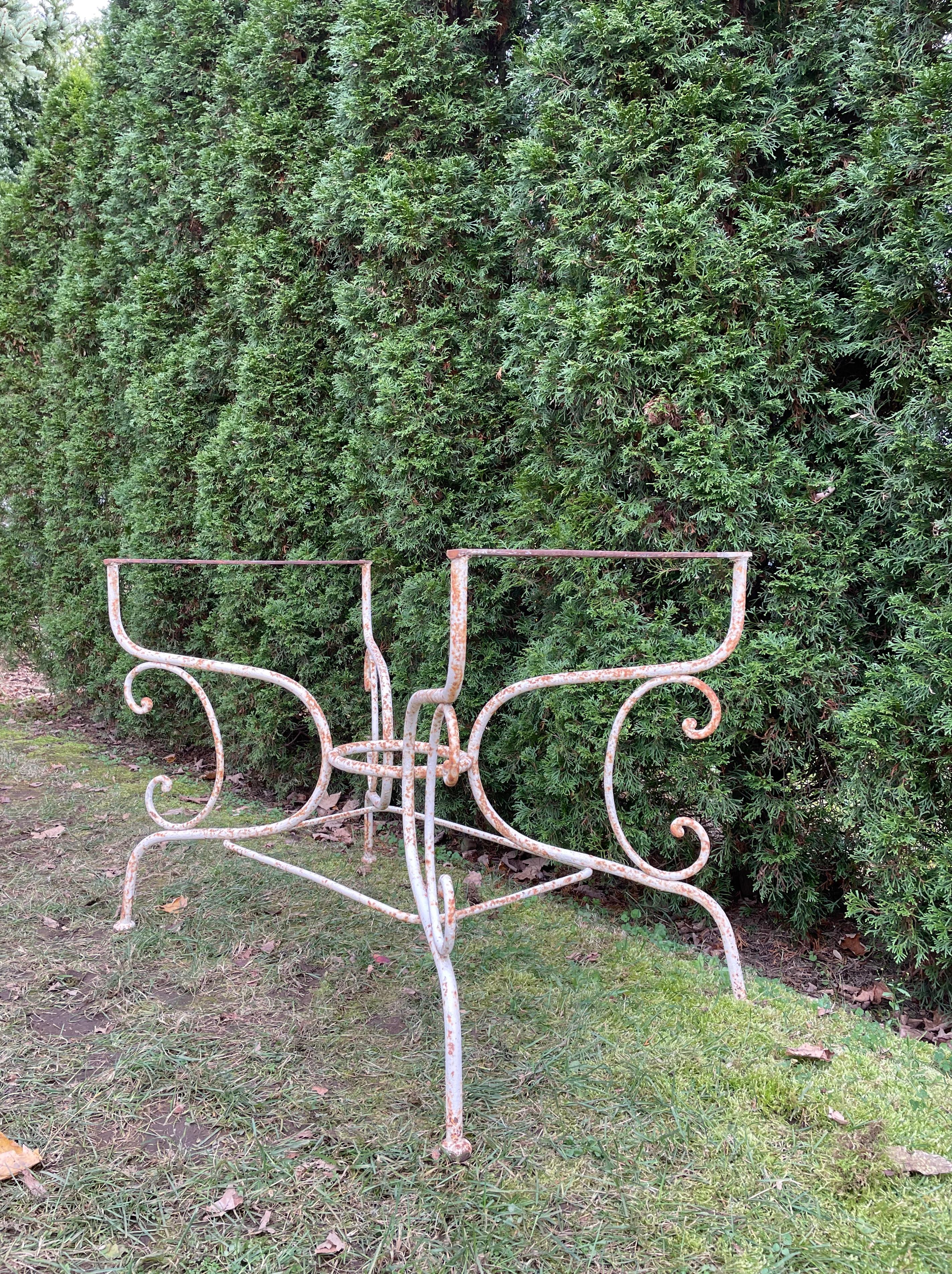 Hand-Crafted Late 19th C French Wrought Iron Dining Table Base For Sale