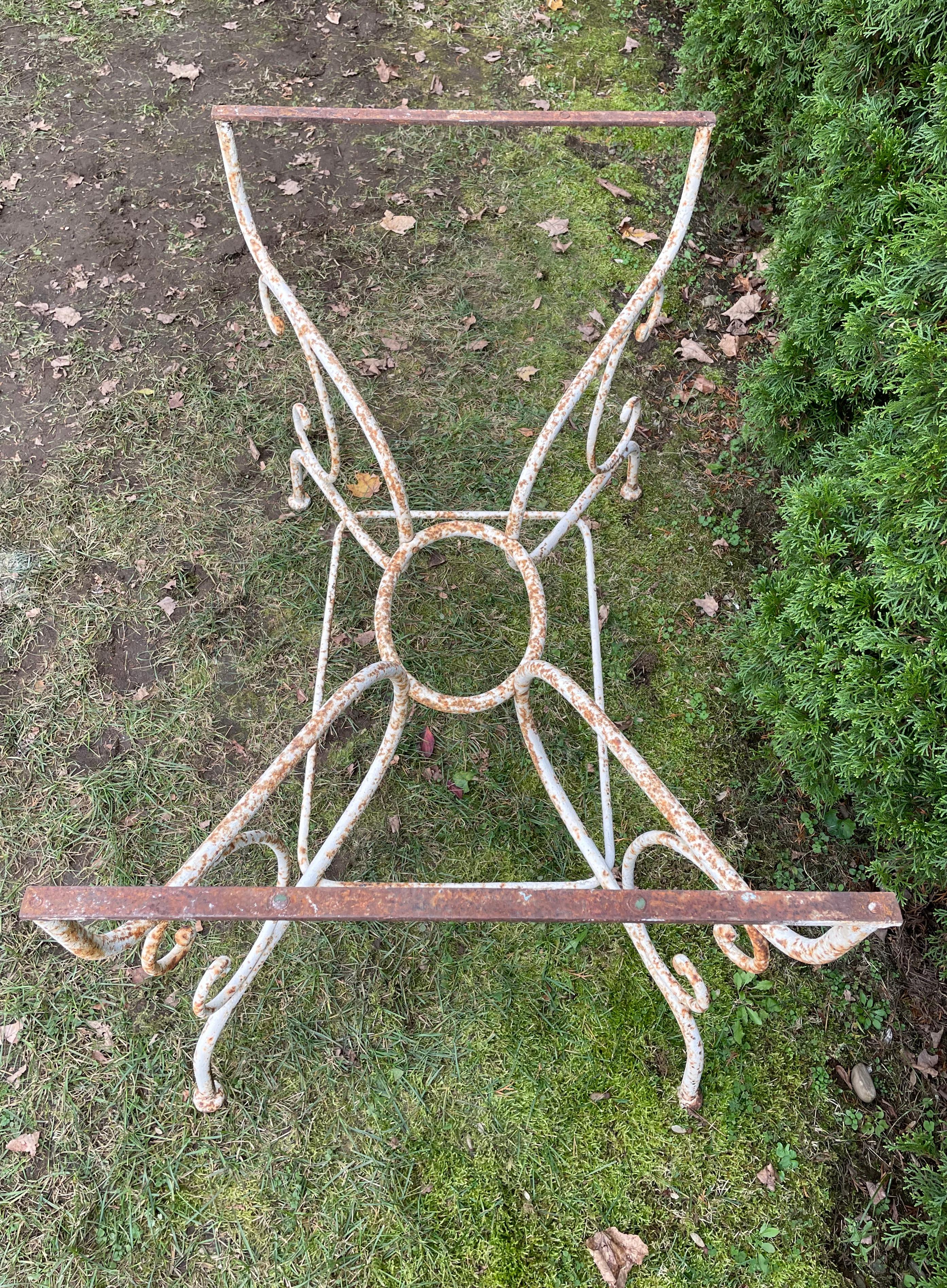 19th Century Late 19th C French Wrought Iron Dining Table Base For Sale