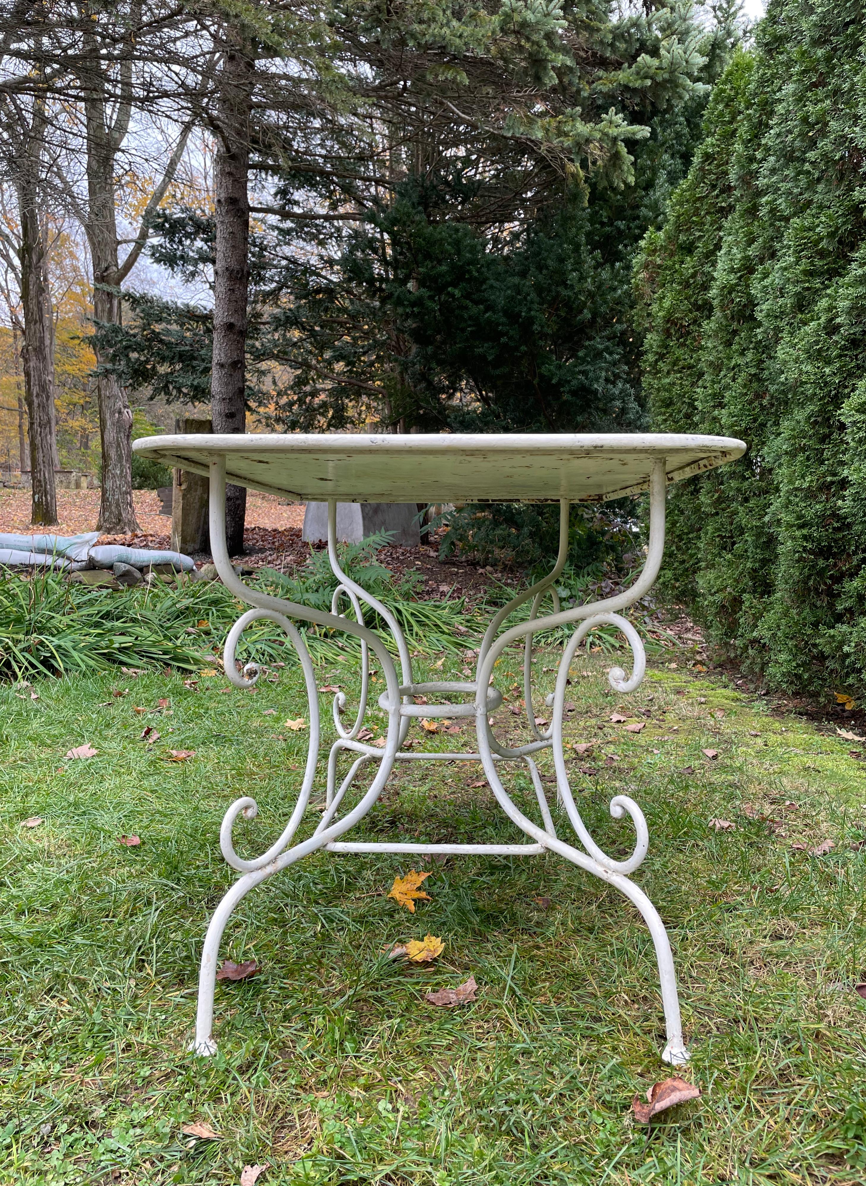 Late 19th C French Wrought Iron Dining Table In Good Condition For Sale In Woodbury, CT