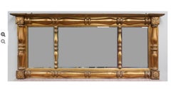 Late 19th C. Georgian Style Gilt Decorated Large Over Mantle Mirror