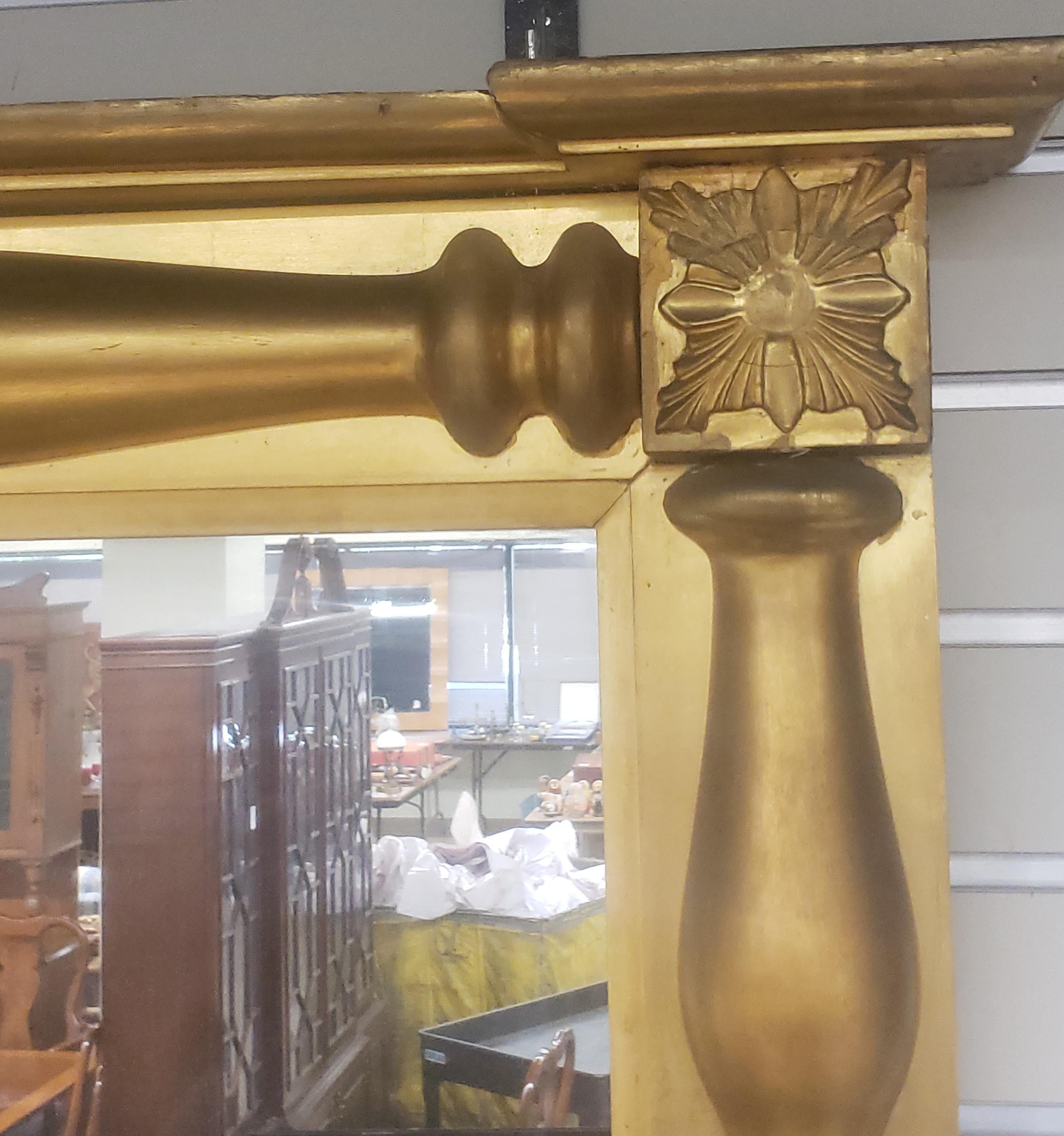 Late 19th C. Georgian Style Gilt Decorated Large Over Mantle Mirror In Good Condition For Sale In Germantown, MD