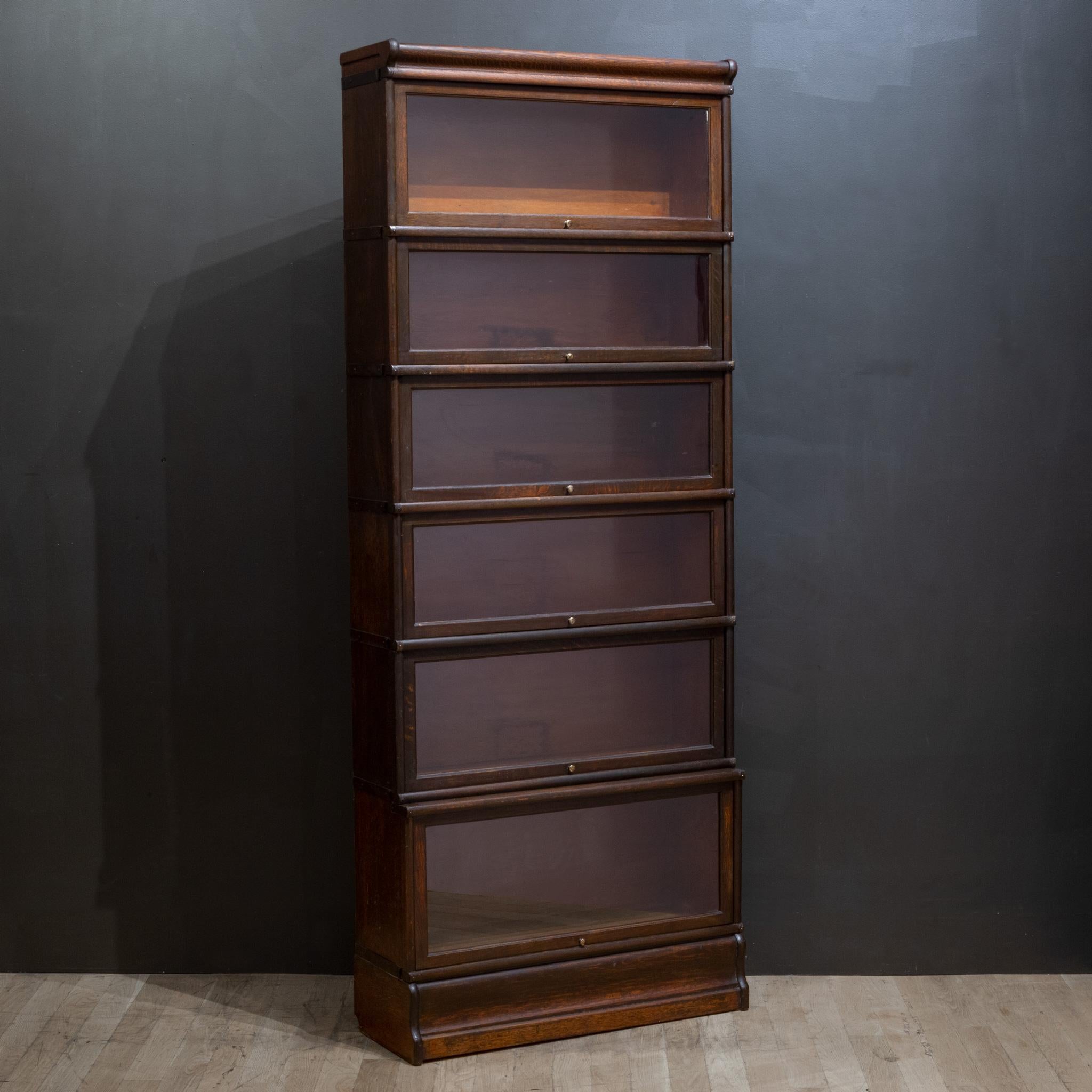 Brass Late 19th Century Globe-Wernicke 6 Stack Lawyer's Bookcase, circa 1890-1899