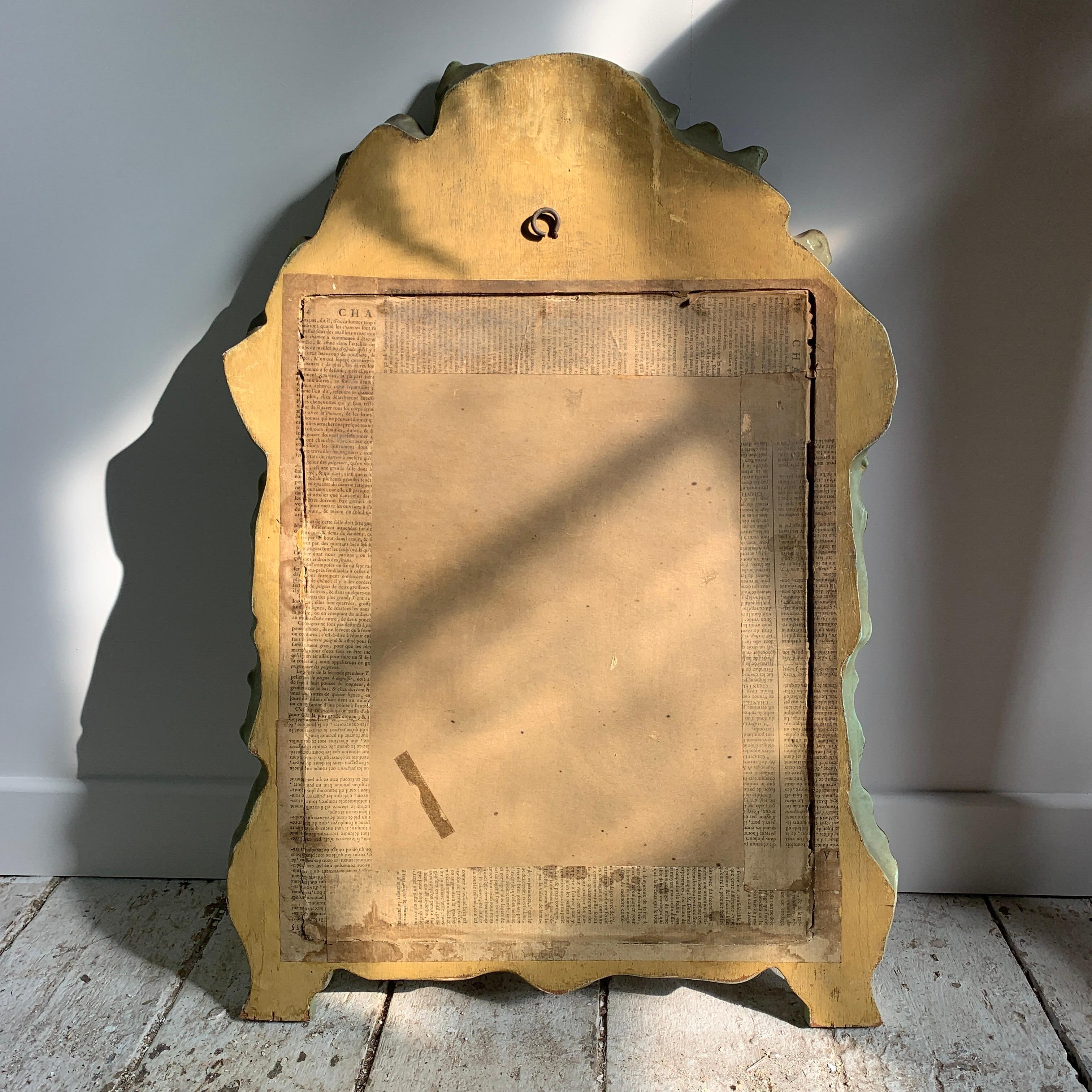 Late 19th C Gold and Green Italian Carved Mirror For Sale 6