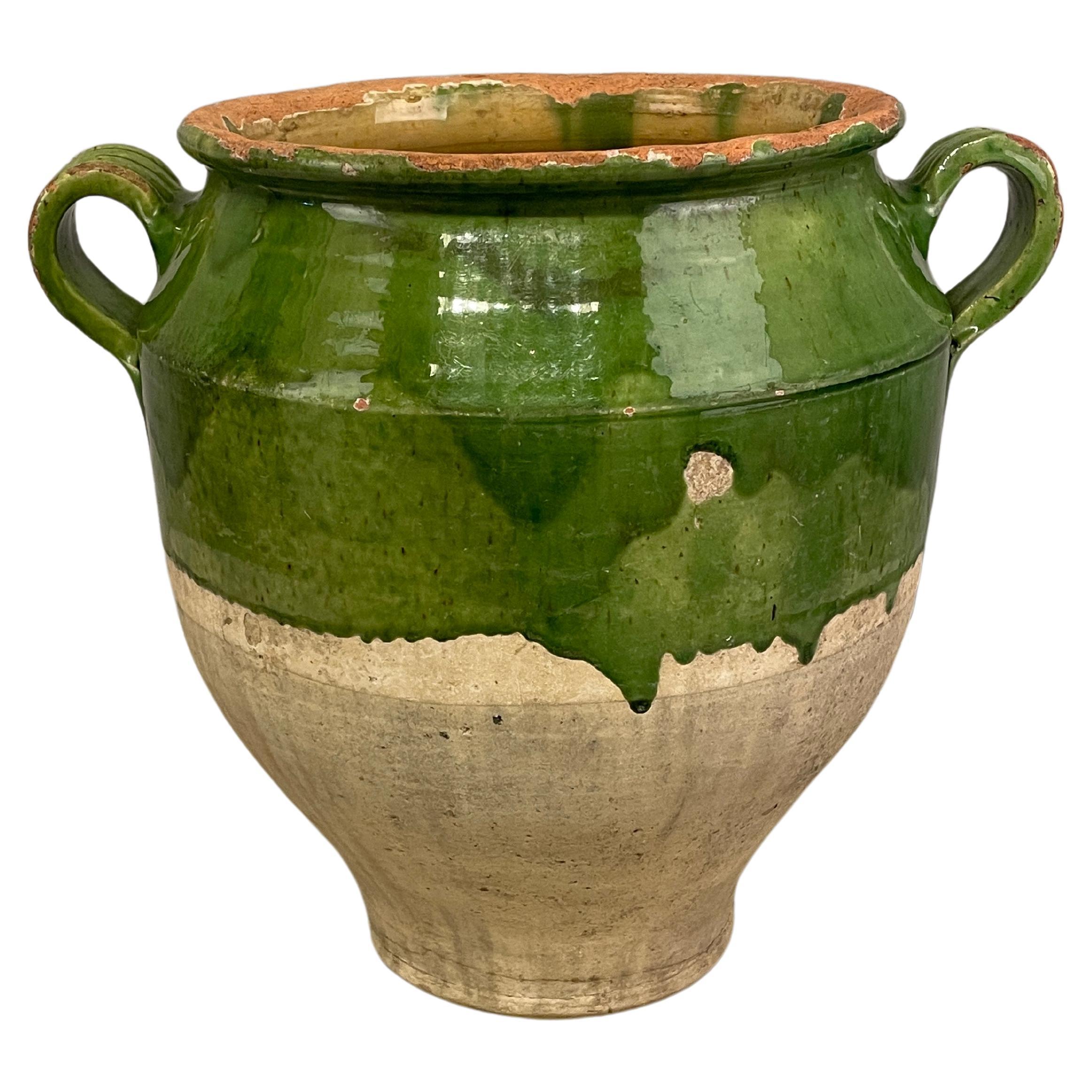 Late 20th c Green Glazed Pottery from France For Sale