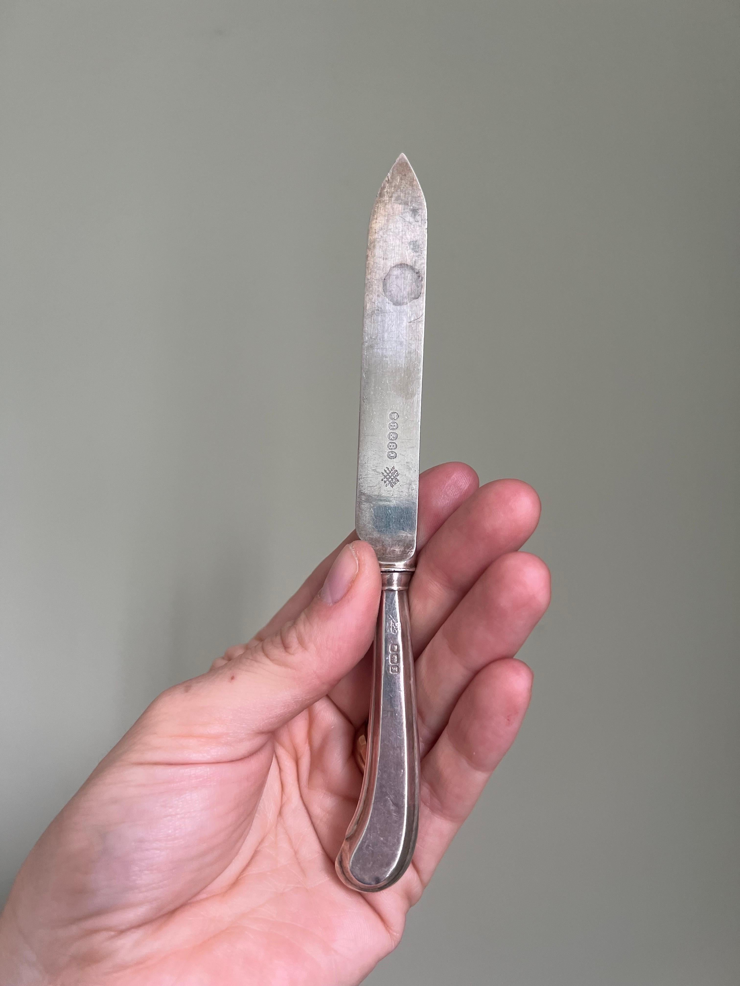 Late 19th C Hallmarked Sterling Silver Butter Knives  1
