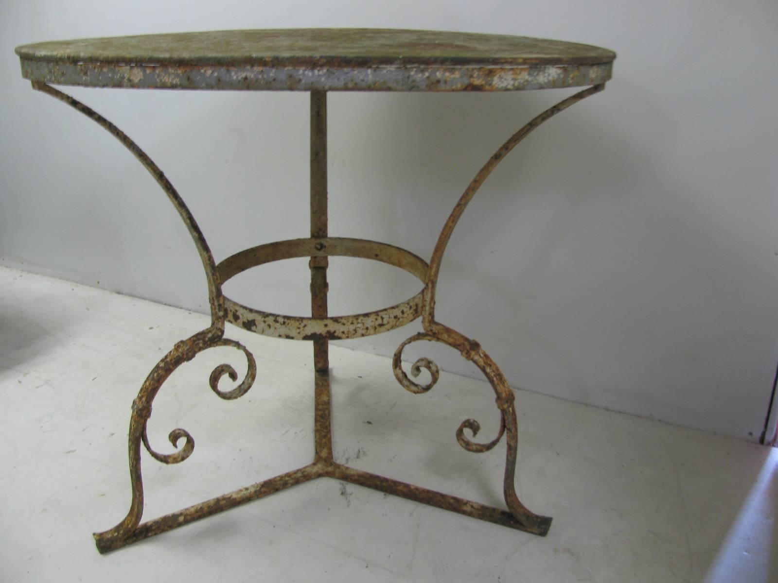 French Late 19th Century Hand-Wrought Iron Garden Table