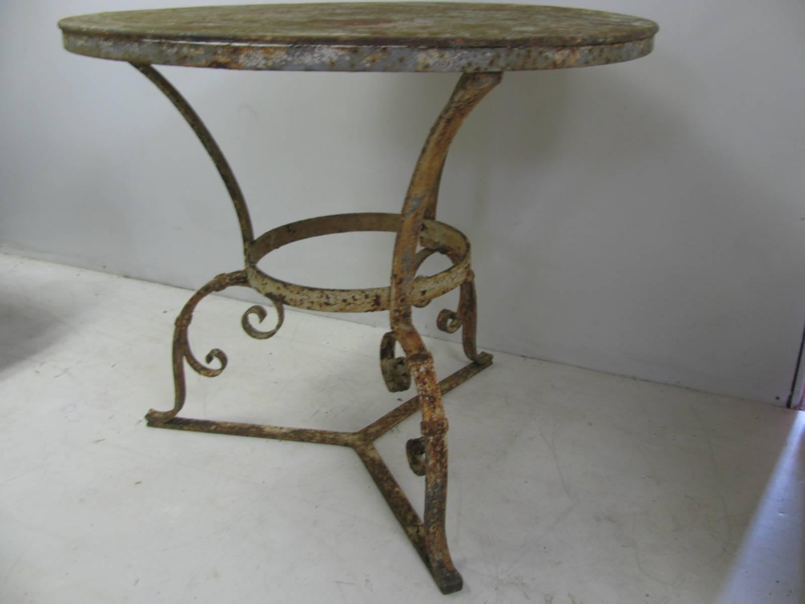 Late 19th Century Hand-Wrought Iron Garden Table In Distressed Condition In Port Jervis, NY