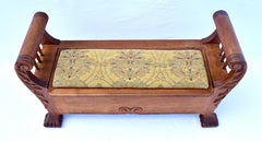 Spätes 19. Jh. Hohe viktorianische Lagerbank aus weißer Eiche, handgeschnitzt, USA