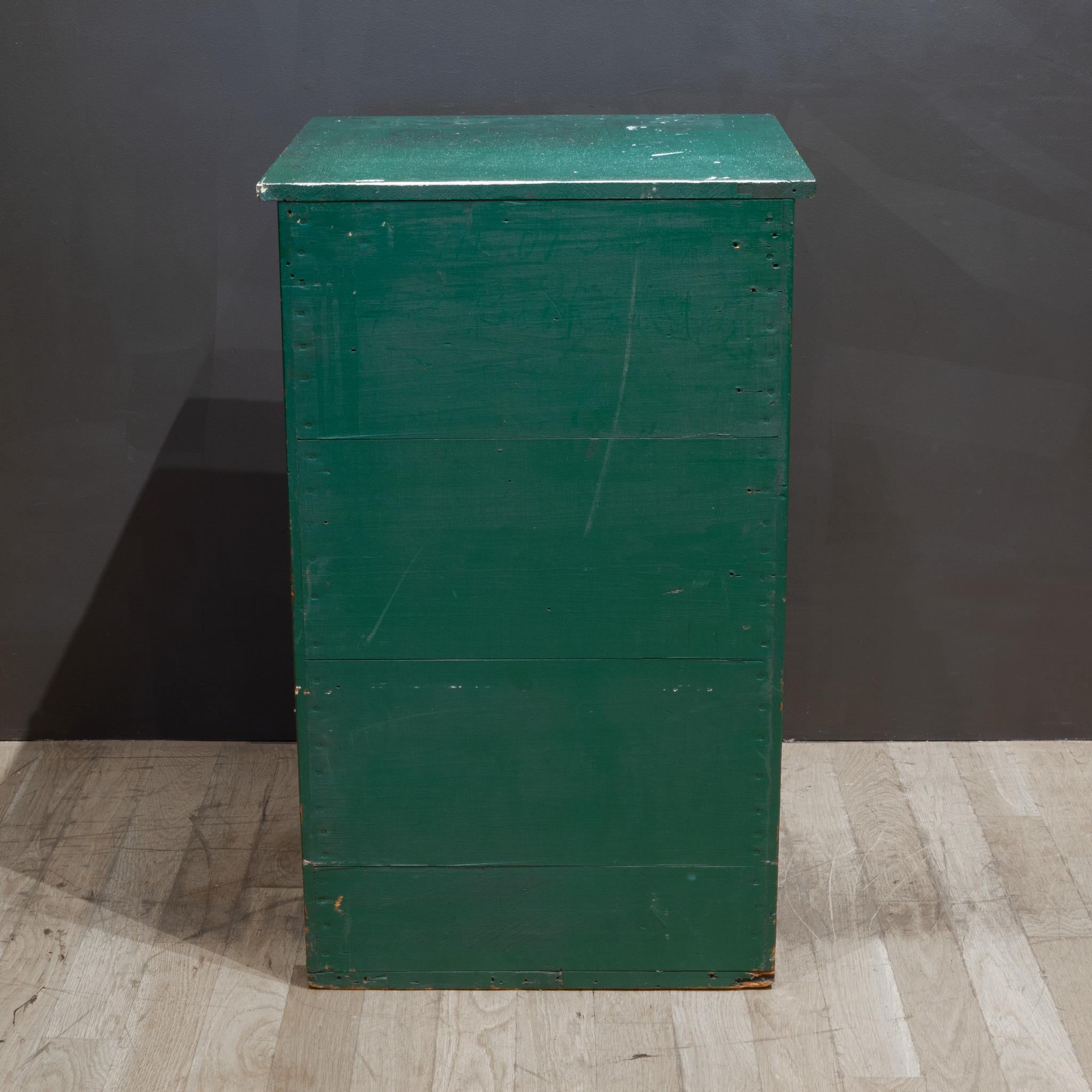 Late 19th C. Industrial Green Typesetter's 15 Drawer Cabinet C.1890 1