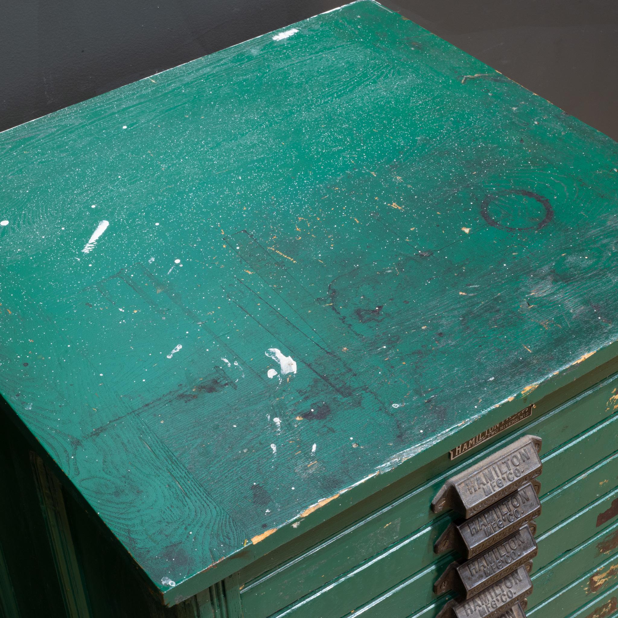 Late 19th C. Industrial Green Typesetter's 15 Drawer Cabinet C.1890 3