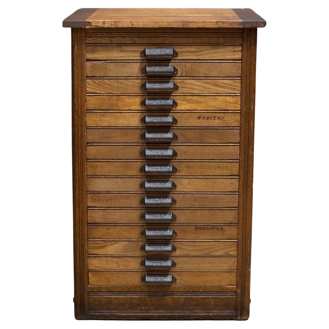 Typesetting Drawer Late 19th C. Industrial Typesetter's 15 Drawer Cabinet C.1890 at 1stDibs