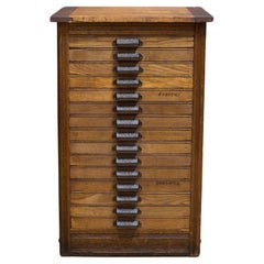 Late 19th C. Industrial Typesetter's 15 Drawer Cabinet C.1890