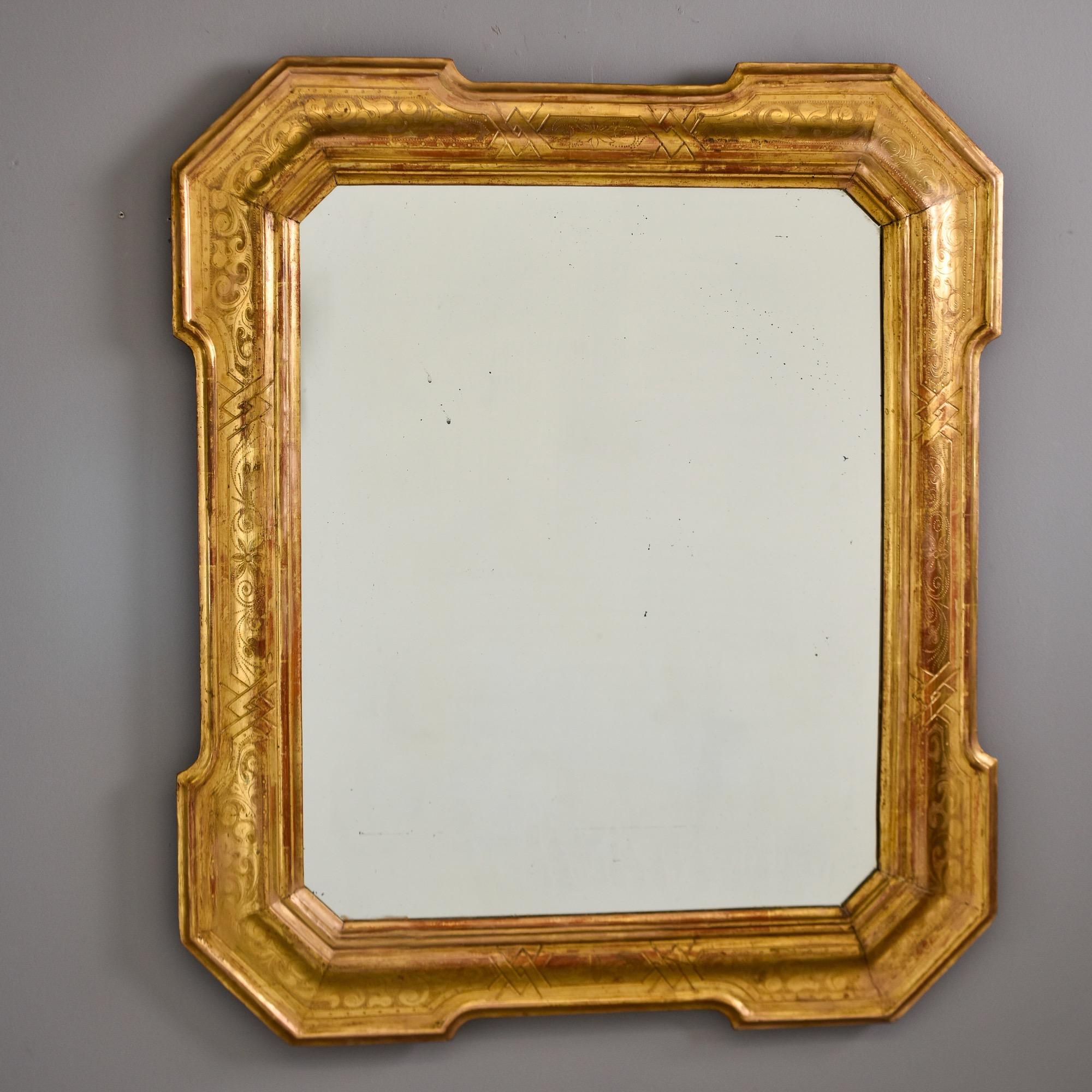 Italienischer gerahmter Spiegel aus Giltwood, Ende 19. im Zustand „Gut“ in Troy, MI