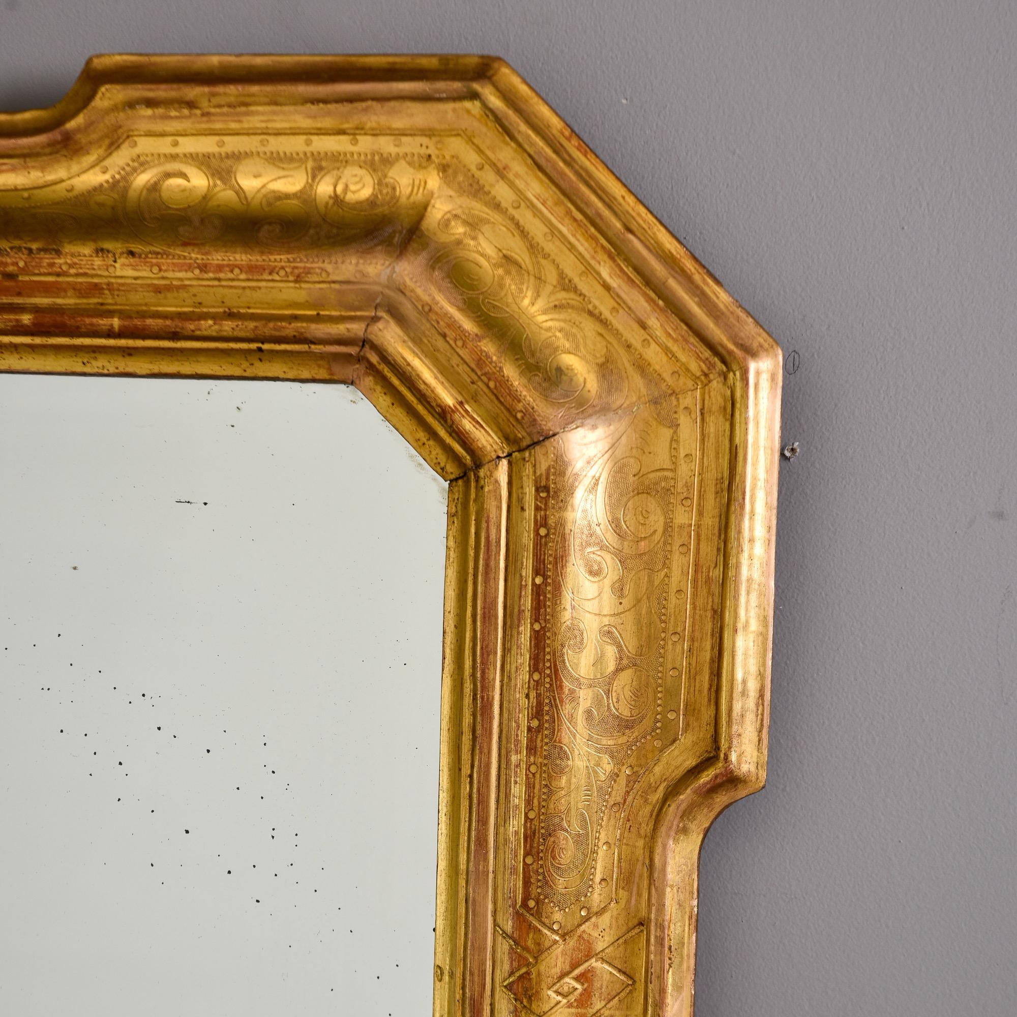 Italienischer gerahmter Spiegel aus Giltwood, Ende 19. (19. Jahrhundert)