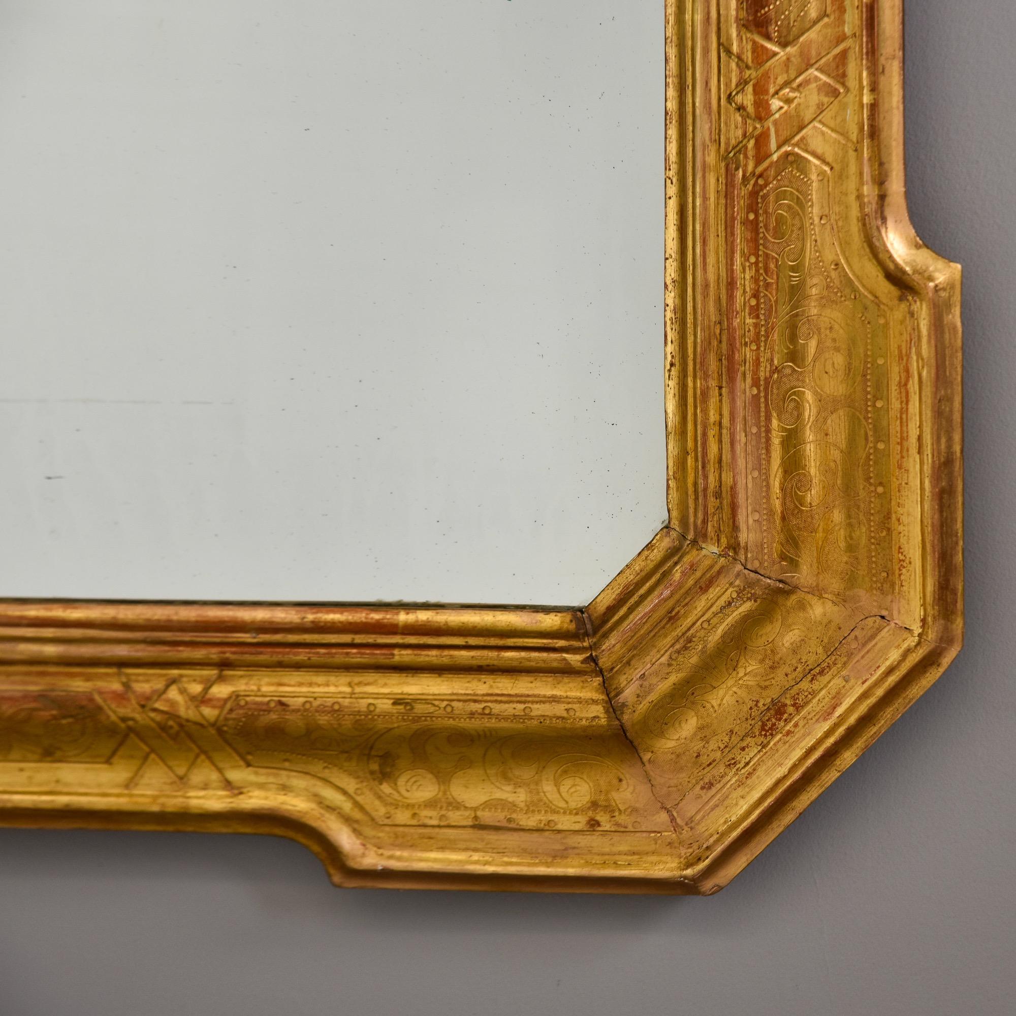Italienischer gerahmter Spiegel aus Giltwood, Ende 19. 1
