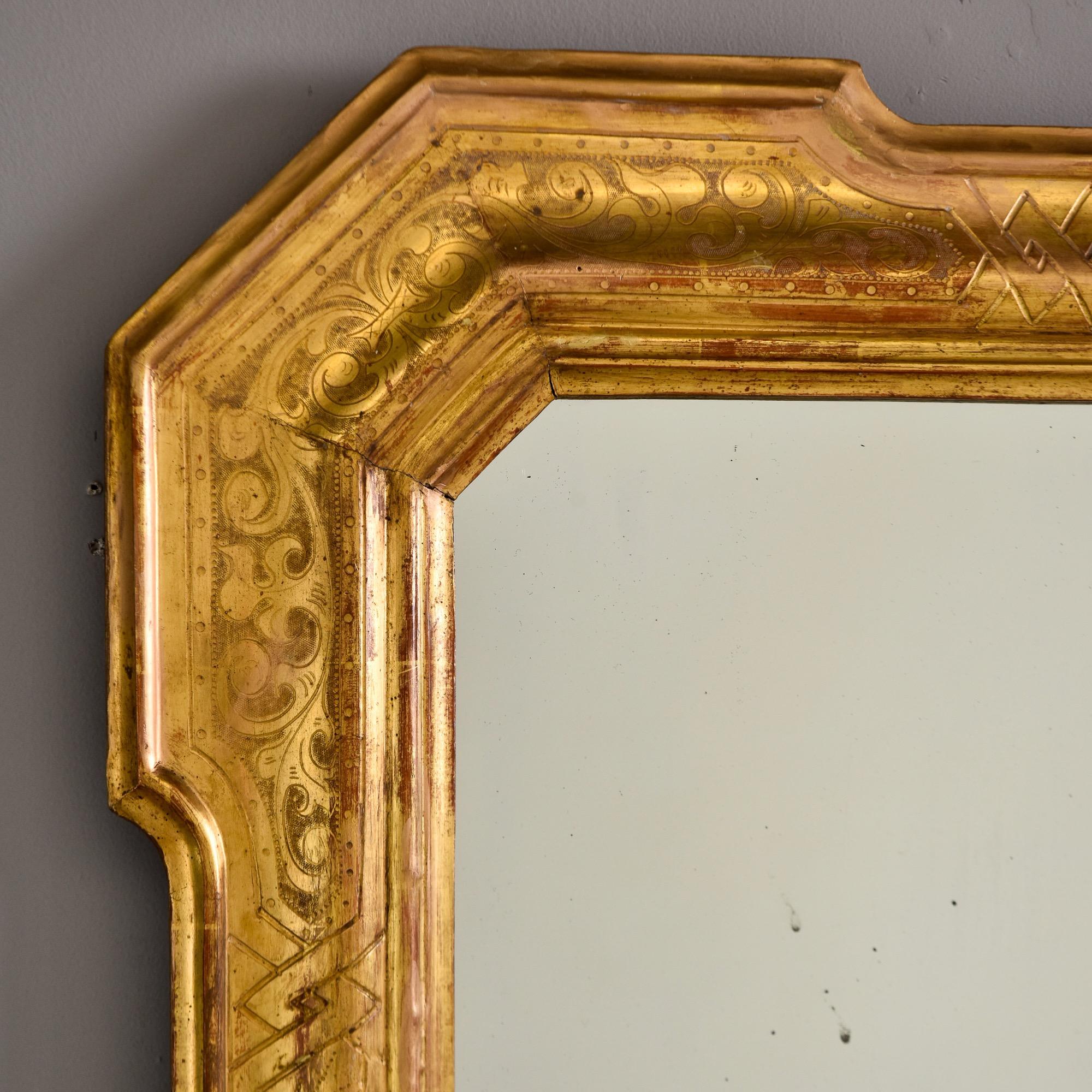 Italienischer gerahmter Spiegel aus Giltwood, Ende 19. 2