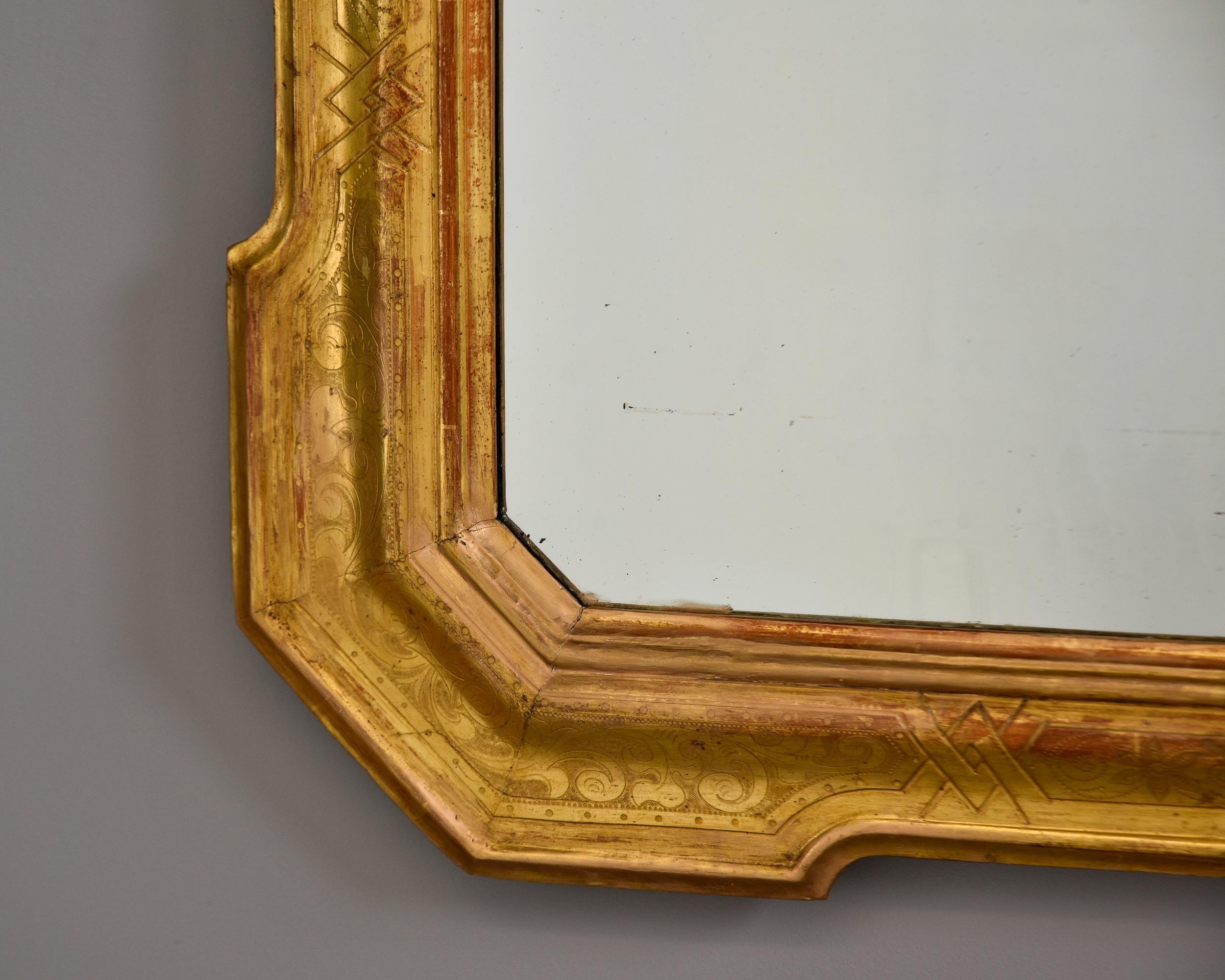 Italienischer gerahmter Spiegel aus Giltwood, Ende 19. 3