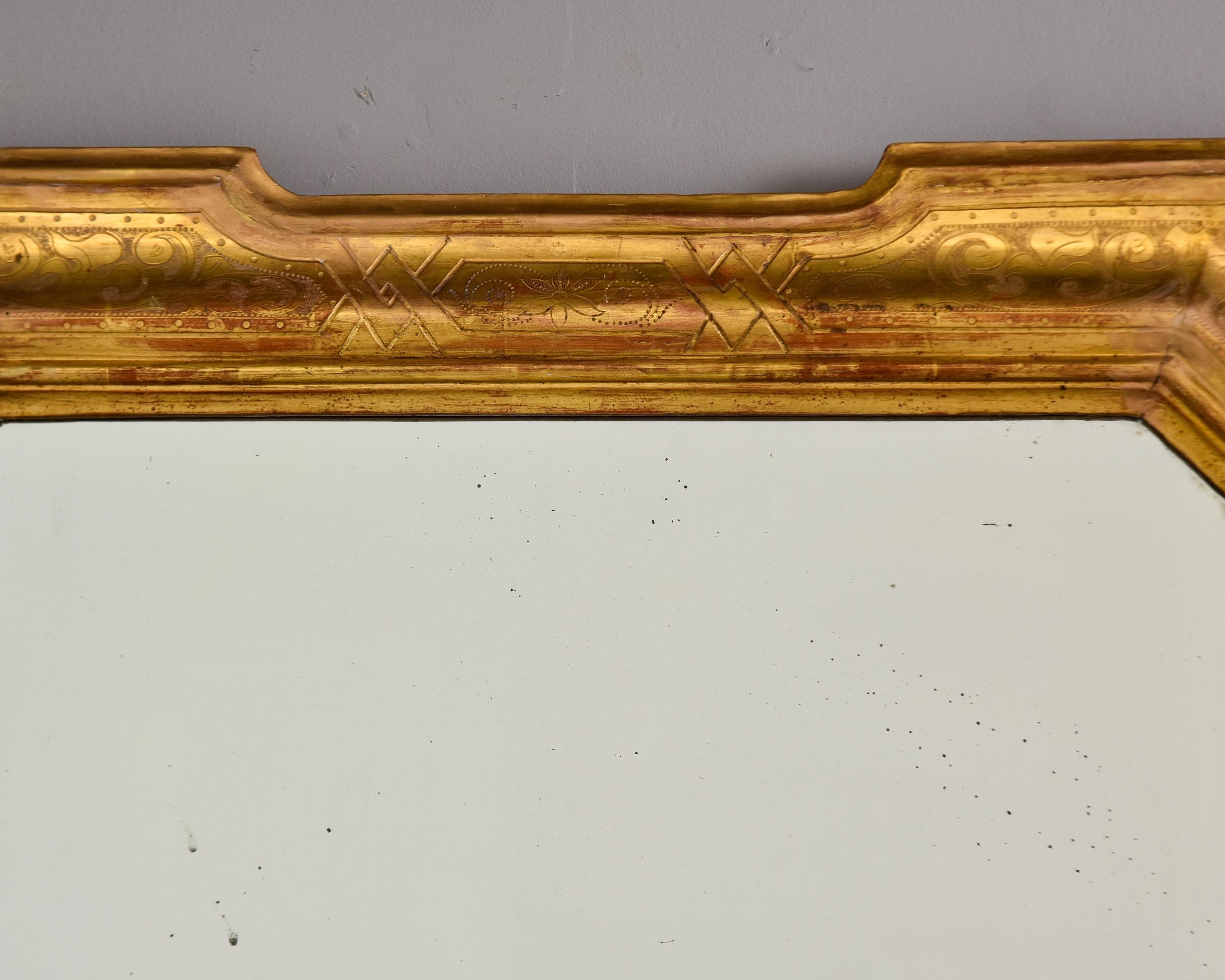 Italienischer gerahmter Spiegel aus Giltwood, Ende 19. 4