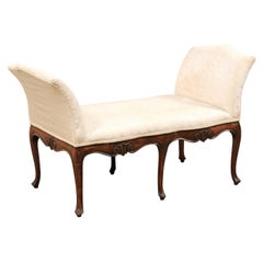 Late 19th C. Italian Wood & Upholstered Window Bench w/Shell Carved Skirt