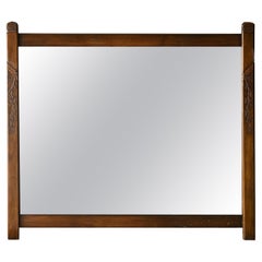 Late 19th C. Large Arts and Crafts Style Mirror with Delicate Floral Carving