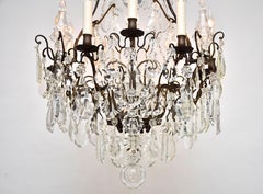 Gran araña francesa de bronce y cristal de finales del s. XIX de estilo Luis XV