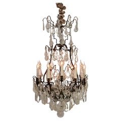 Grande lampadario francese in bronzo e cristallo della fine del XIX secolo in stile Luigi XV