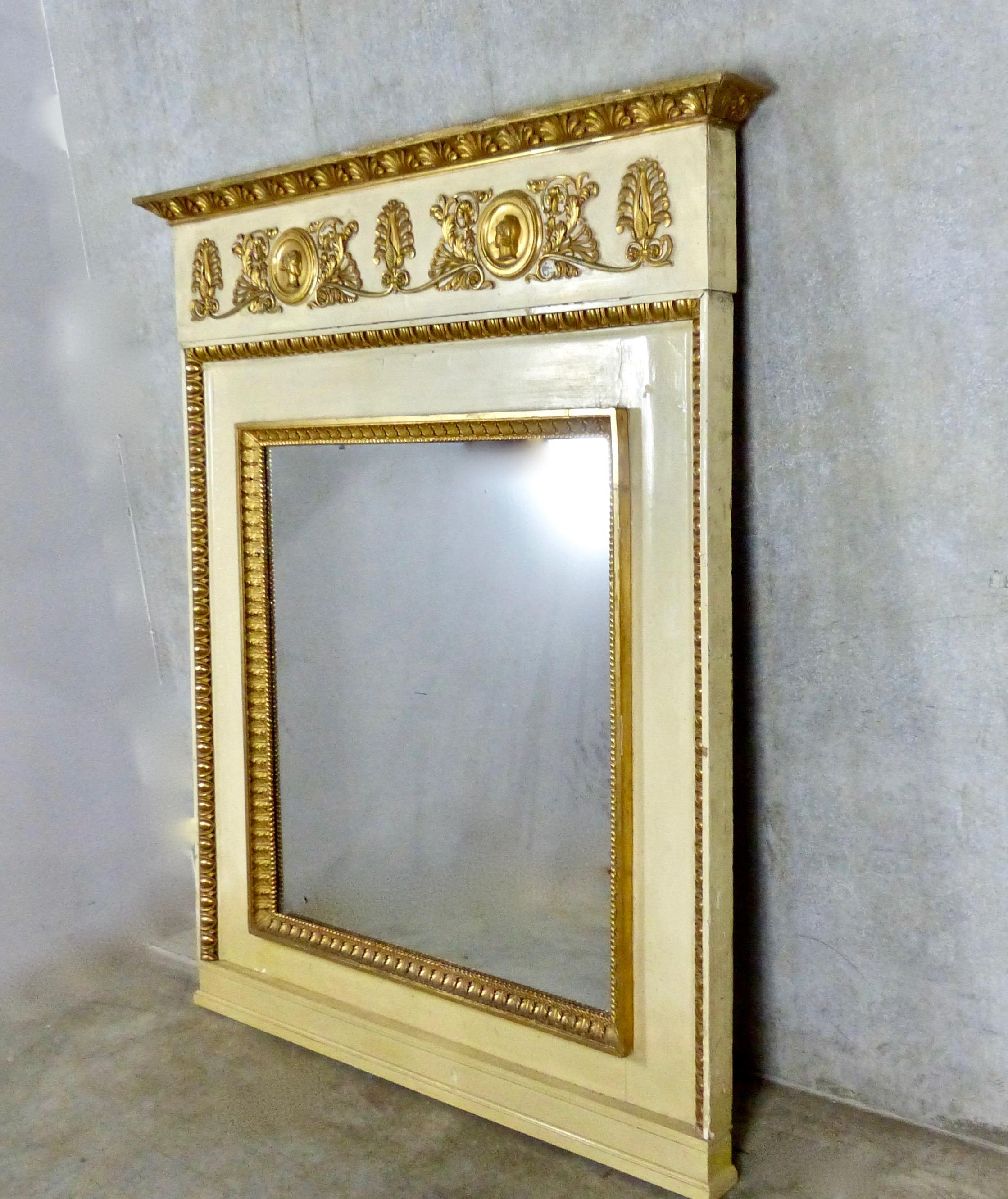 Late 19th Century Large Italian Giltwood Trumeau Mantel Mirror 2