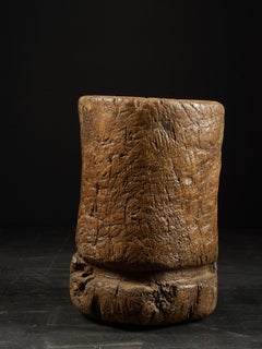 Late 19th Century Large Mortar Carved from a Single Piece of Wood