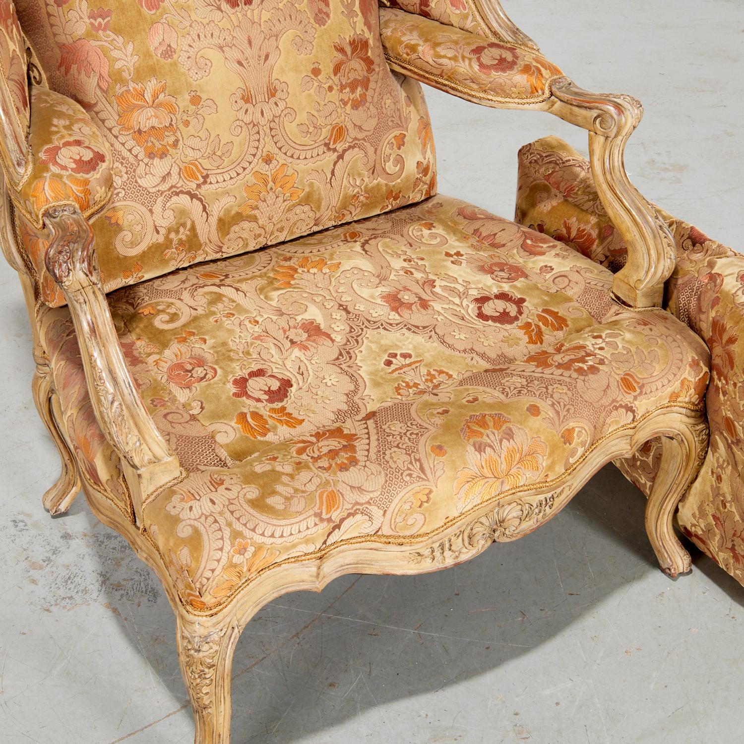 Hand-Carved Late 19th C. Louis XV Style Painted Fauteuil à Oreilles — Iris Apfel Collection For Sale