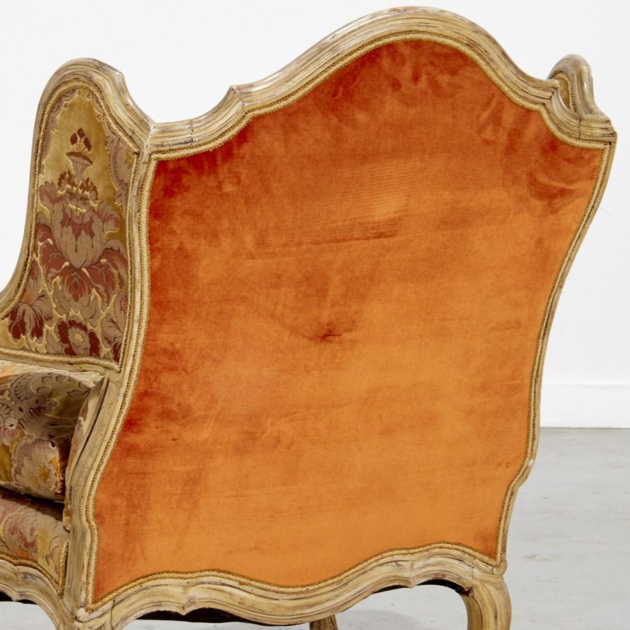 Late 19th C. Louis XV Style Painted Fauteuil à Oreilles — Iris Apfel Collection For Sale 1
