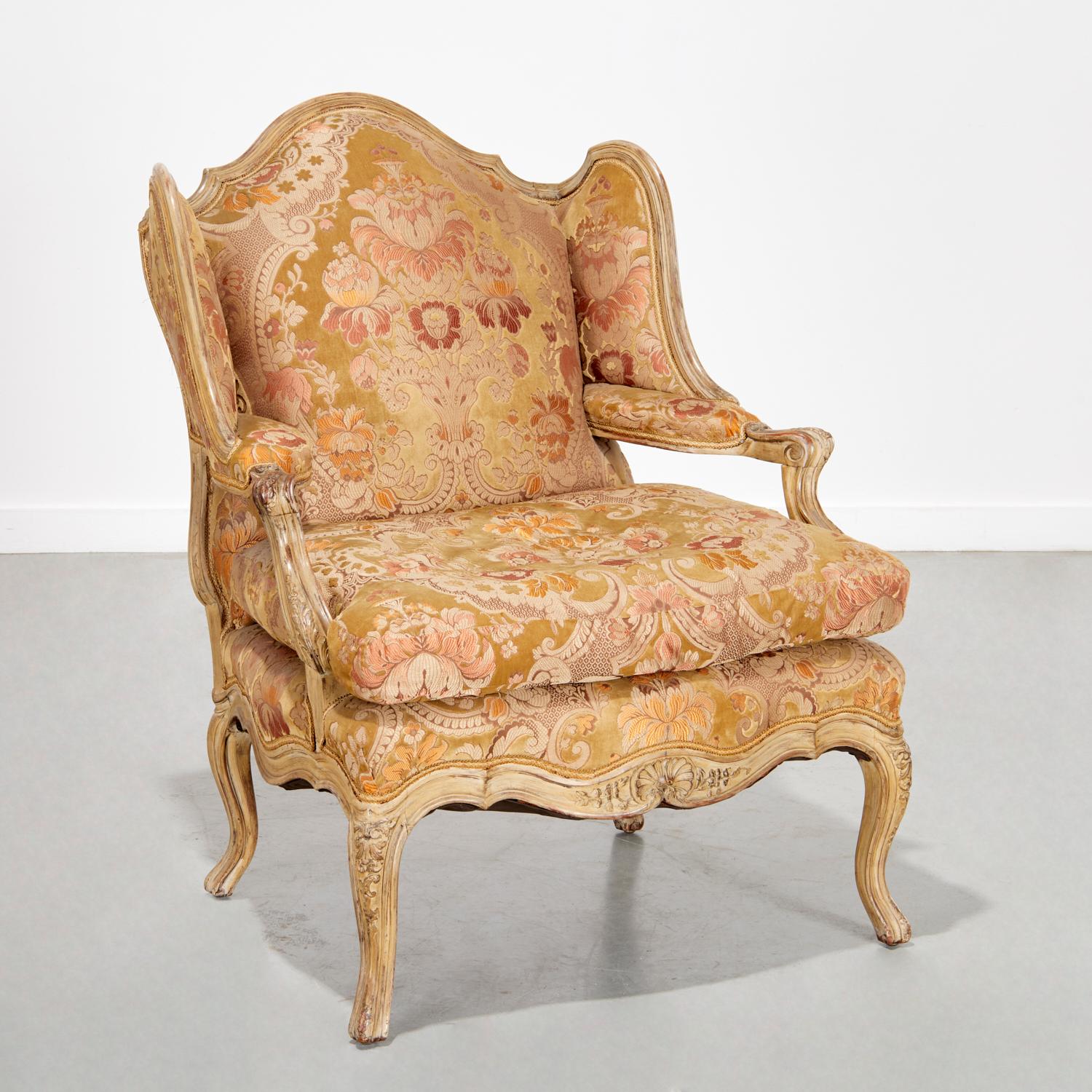 Late 19th C. Louis XV Style Painted Fauteuil à Oreilles — Iris Apfel Collection For Sale 2