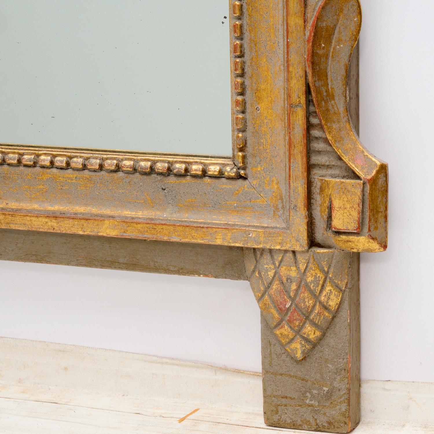 Hand-Carved Late 19th C. Louis XVI Style Giltwood Bridal Mirror For Sale
