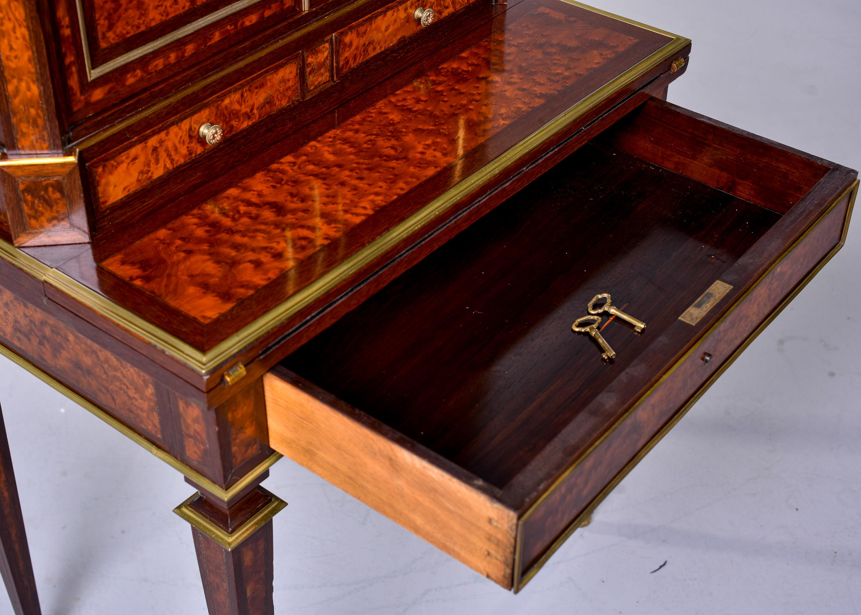Late 19th C Louis XVI Style Mahogany Desk, Bonheur du Jour 8